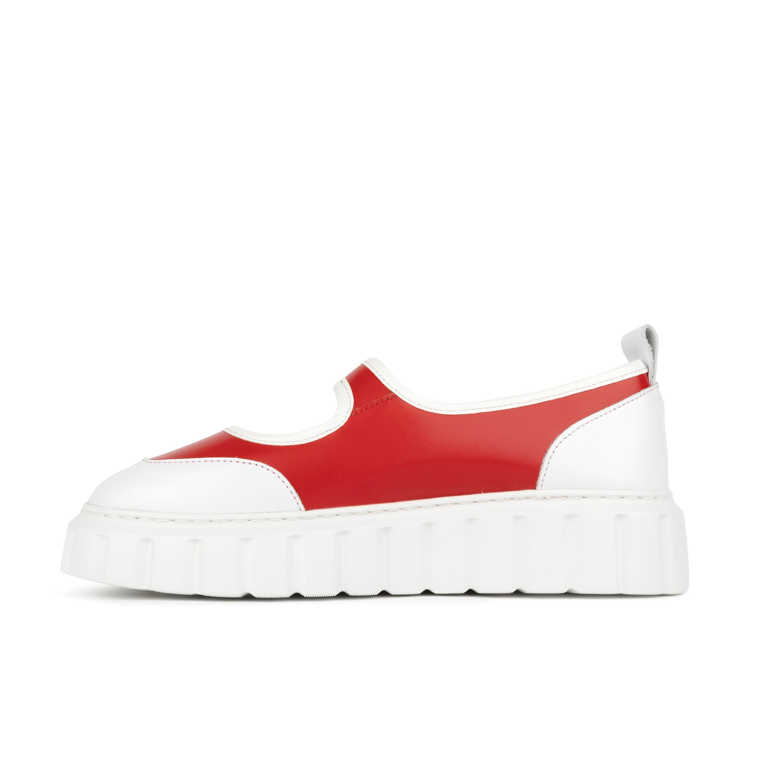 Sophie - Red - Women's Leather Mary-Jane Trainer