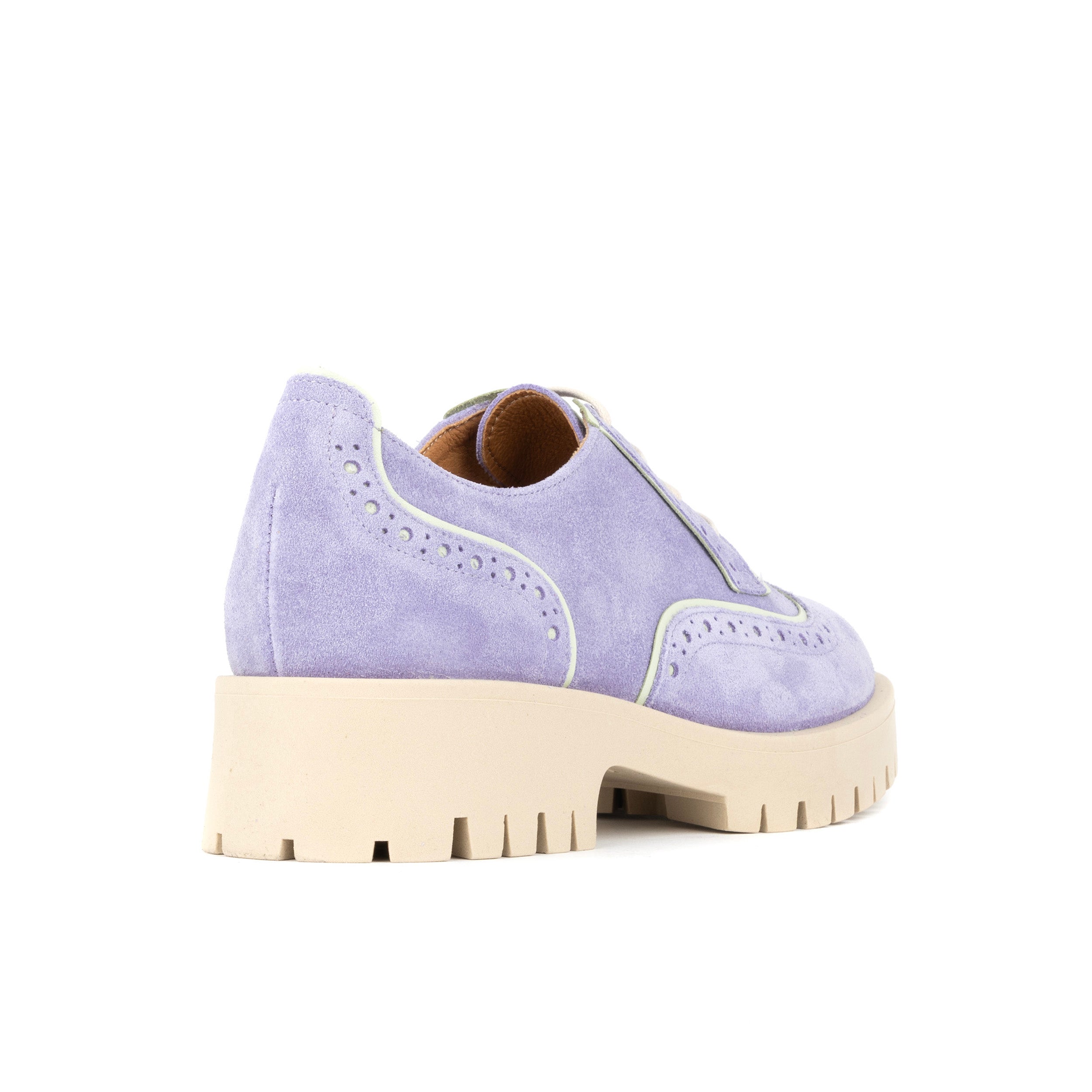 Artisan - Lavender - Women's Suede Lace-up Shoe with Brogue Detailing
