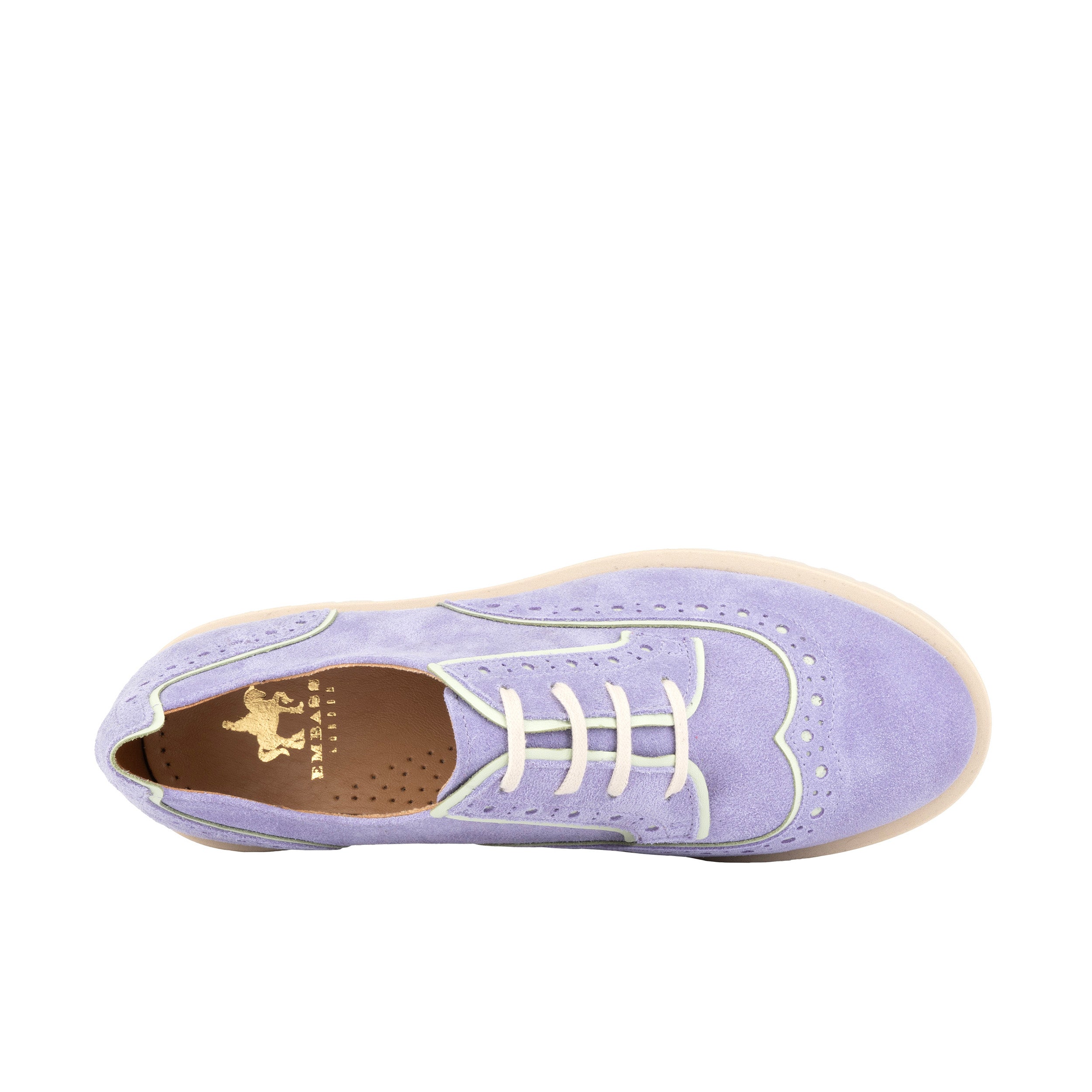Artisan - Lavender - Women's Suede Lace-up Shoe with Brogue Detailing