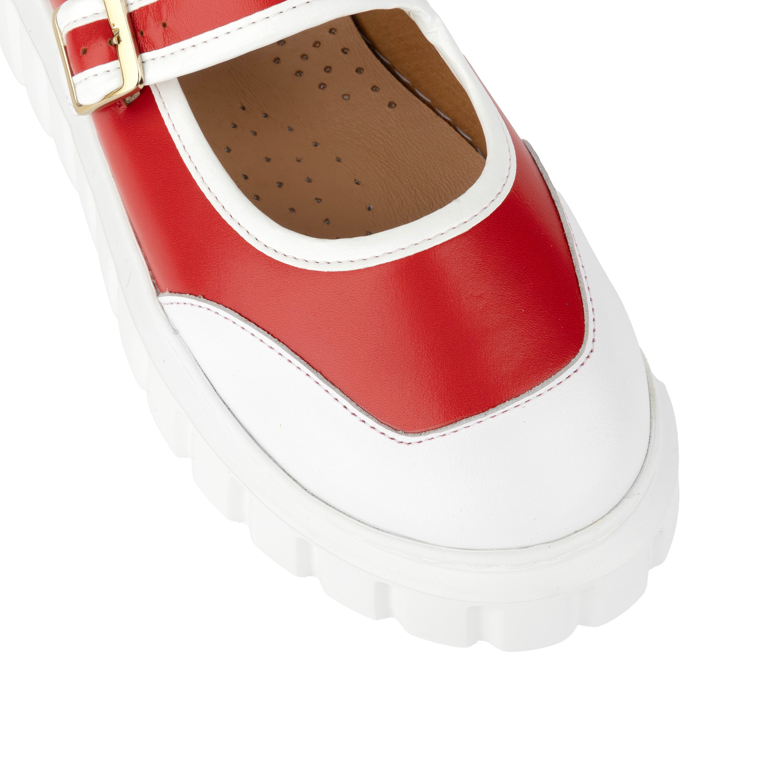 Sophie - Red - Women's Leather Mary-Jane Trainer