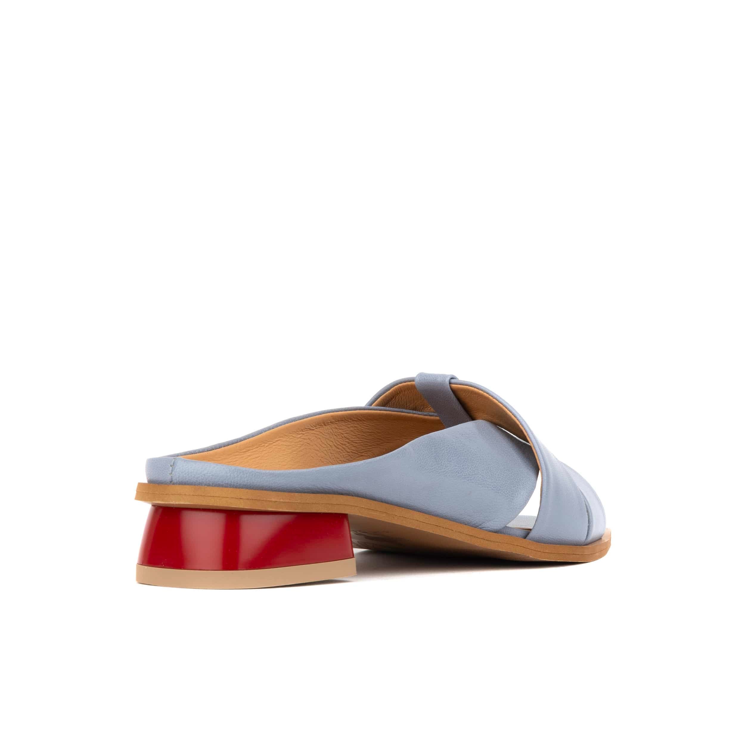 Muse - Grey & Red - Women's Leather Interwoven Slide Sandals