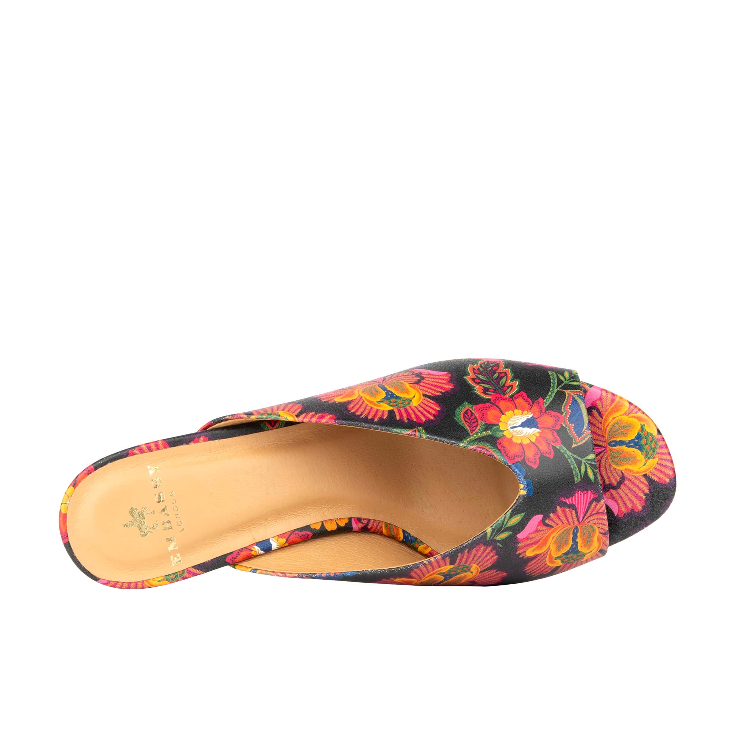 Horizon - Red Flowers - Women's Sculpted Leather Open-Toe Heel Mules