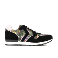 Savana - Black & Butterfly Print Women's athletic trainer with butterfly print leather and black suede