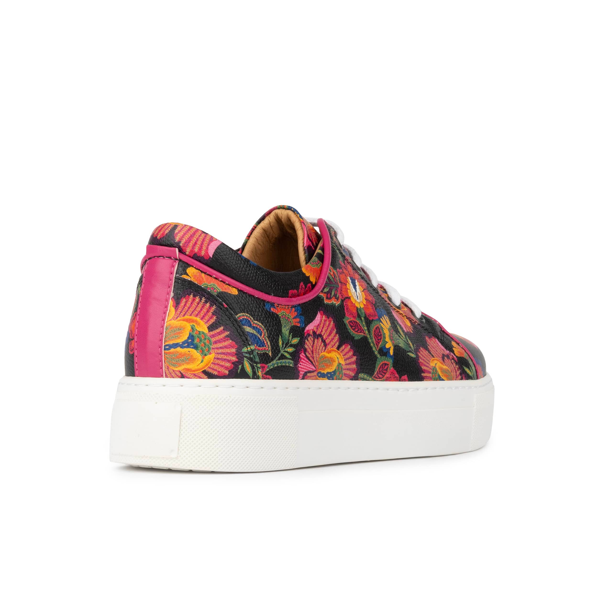 Camila - Red Flowers - Women’s Chunky Leather Platform Trainer