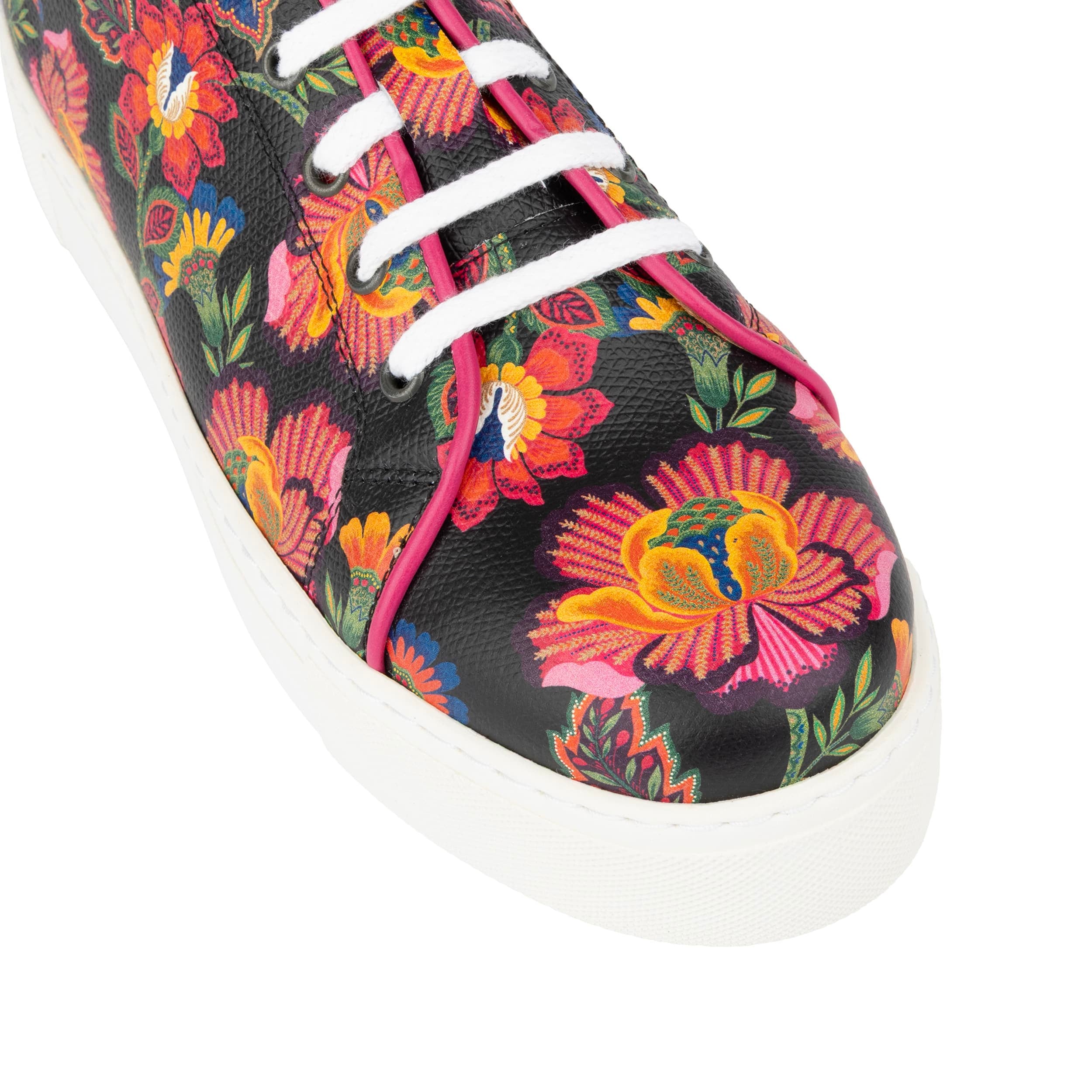 Camila - Red Flowers - Women’s Chunky Leather Platform Trainer