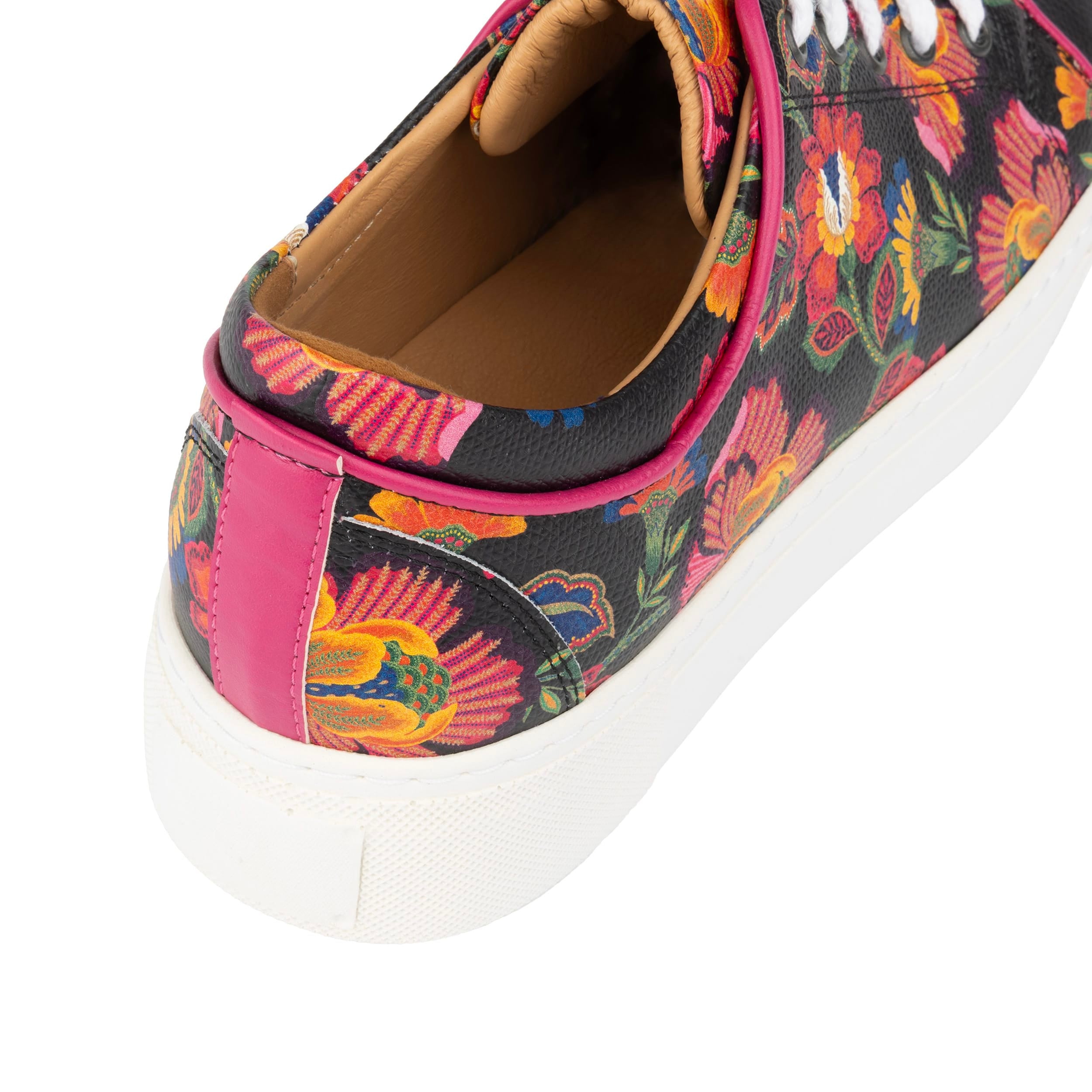 Camila - Red Flowers - Women’s Chunky Leather Platform Trainer