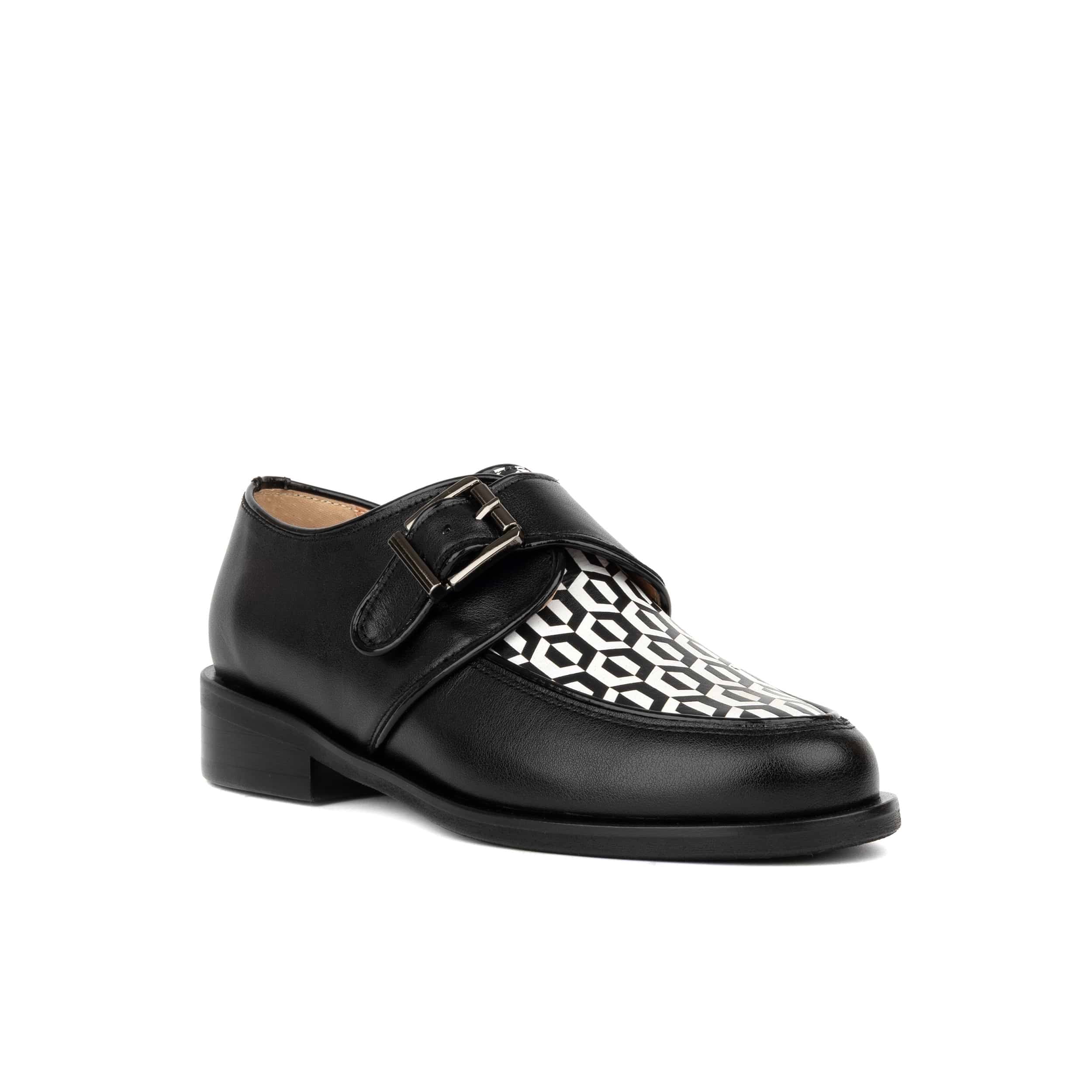 Fiorentina - Black & Hexa - Women's Leather Single Monk Strap Shoe