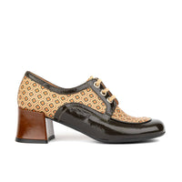 Sovereign - Brown Mix - Women's leather lace up shoe with block heel