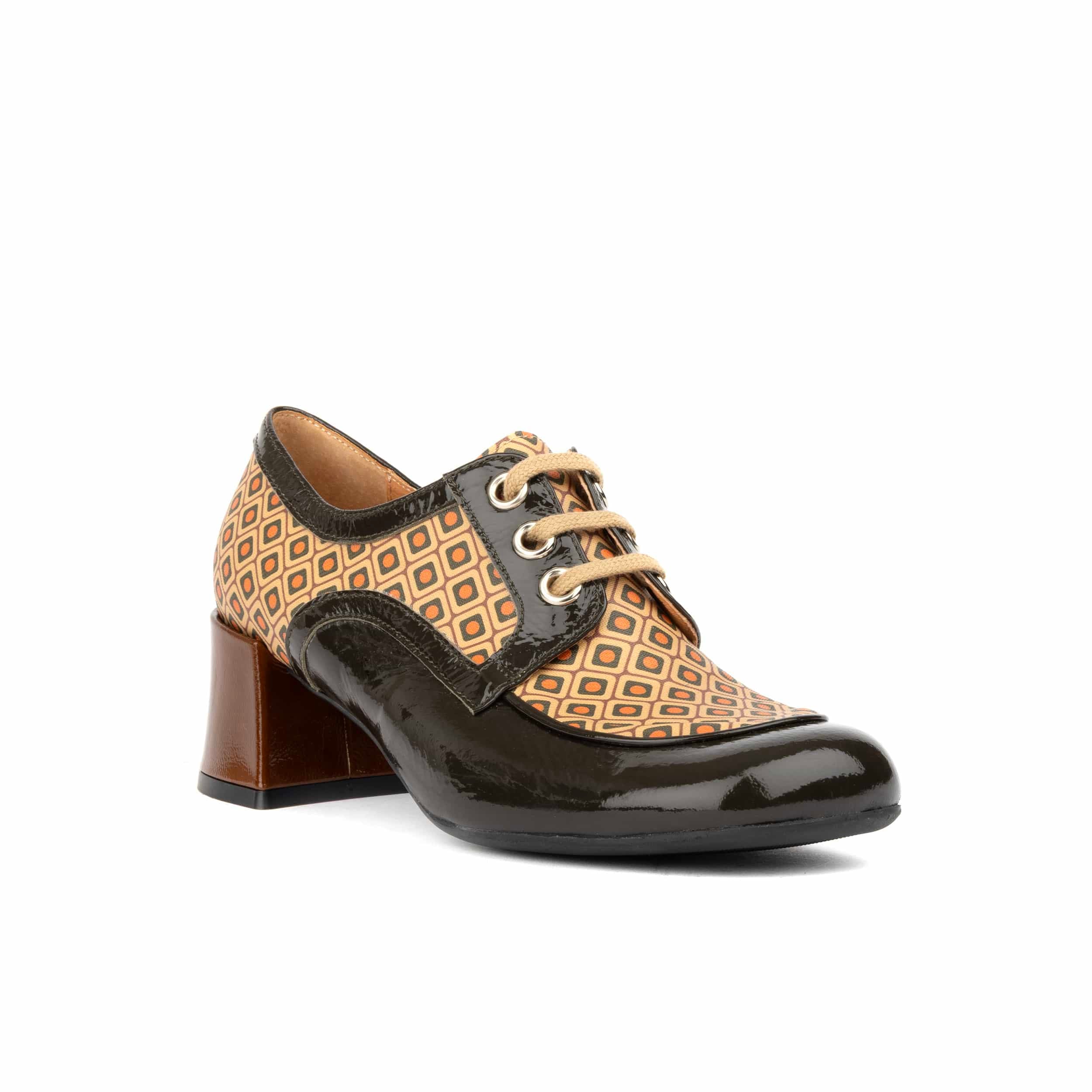 Sovereign - Brown Mix - Women's leather lace up shoe with block heel