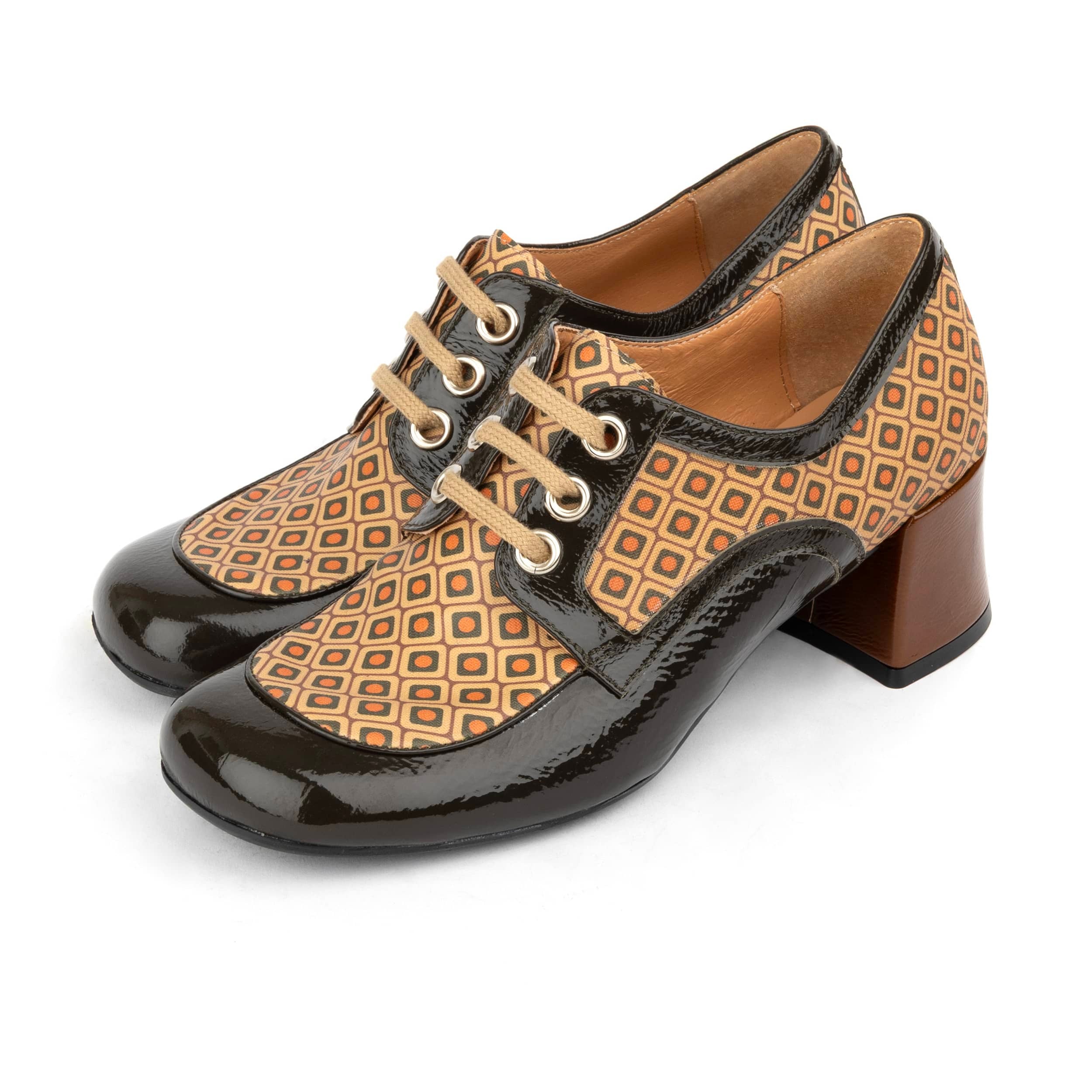 Sovereign - Brown Mix - Women's leather lace up shoe with block heel