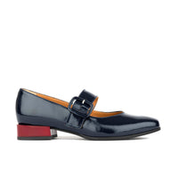 Bliss - Navy - Women's block heel square toe patent leather Mary-Jane