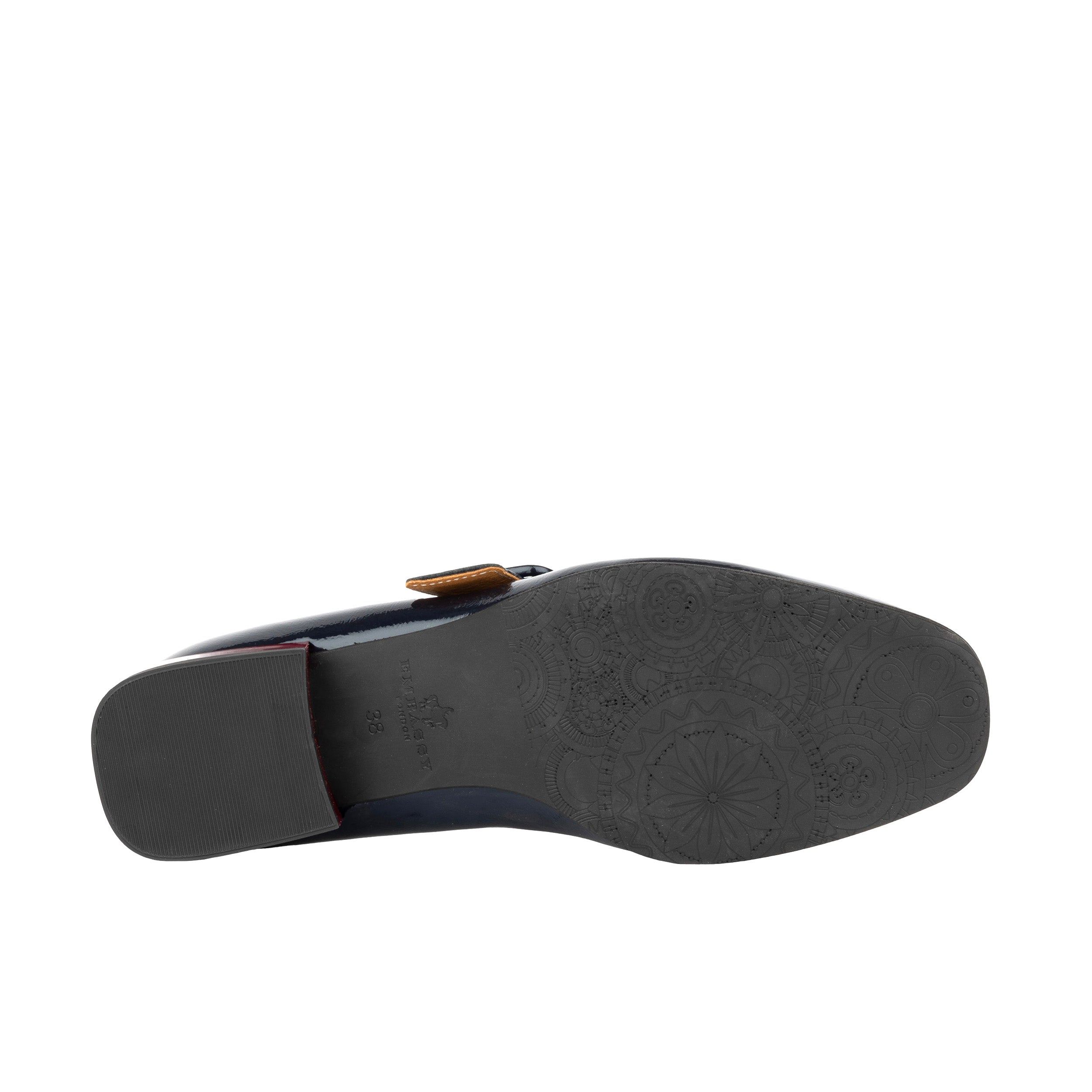 Bliss - Navy - Women's block heel square toe patent leather Mary-Jane