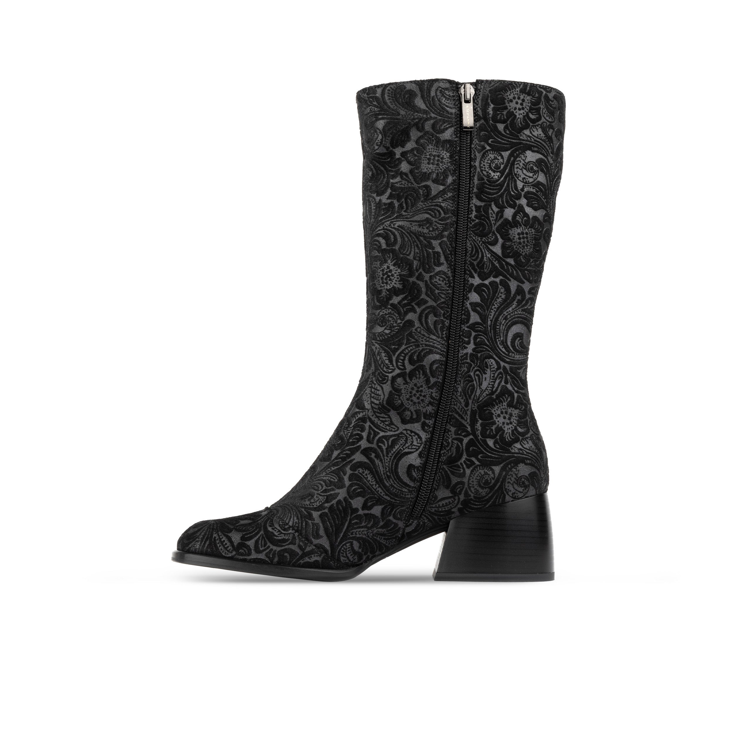 Leticia - Black Floral Emboss