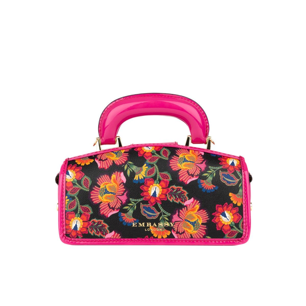 Gazelle Mini - Red Flowers - Women’s mini patent leather top handle & crossbody bag