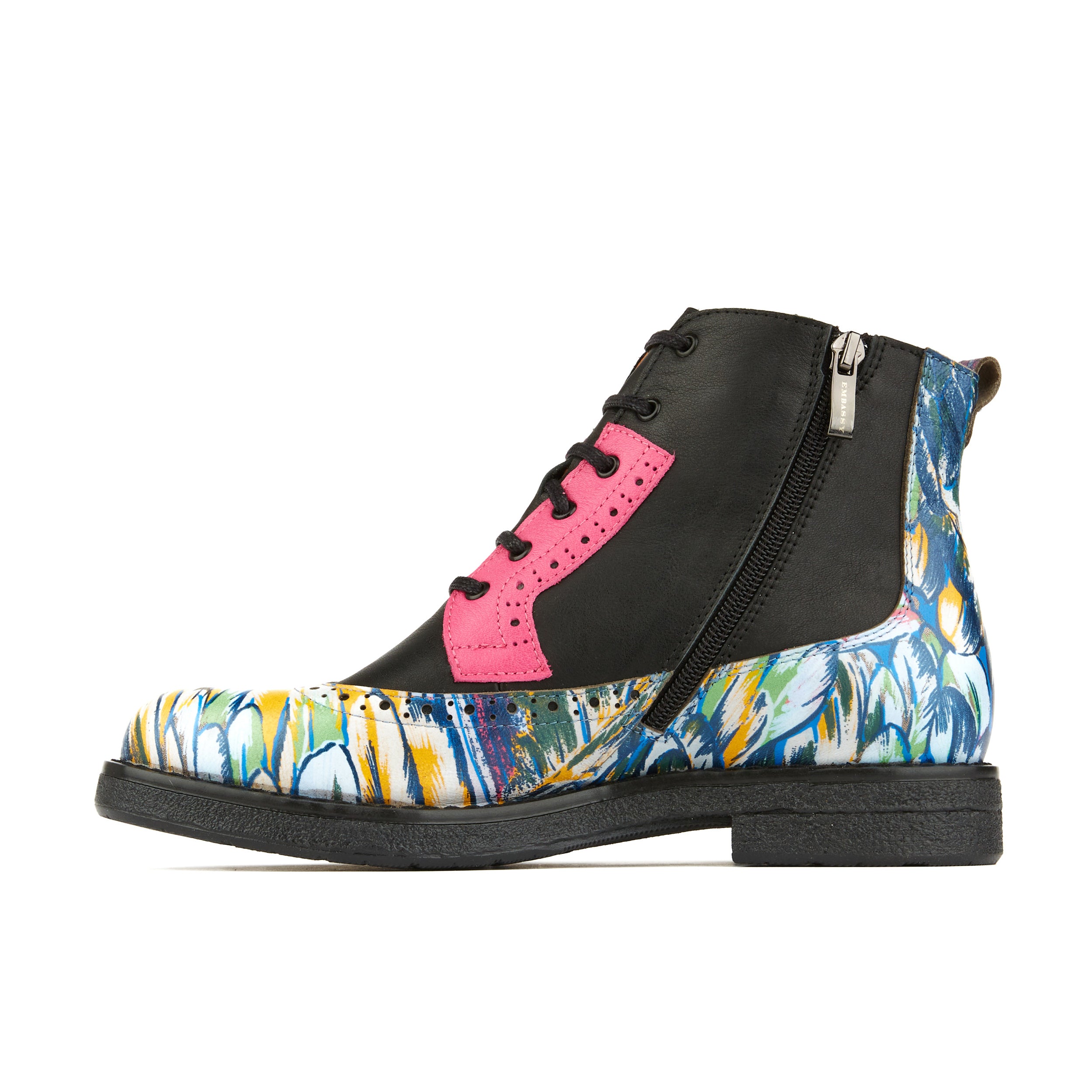 Hatter - Dark Flamingo - Women's Italian leather ankle boot in vibrant colours