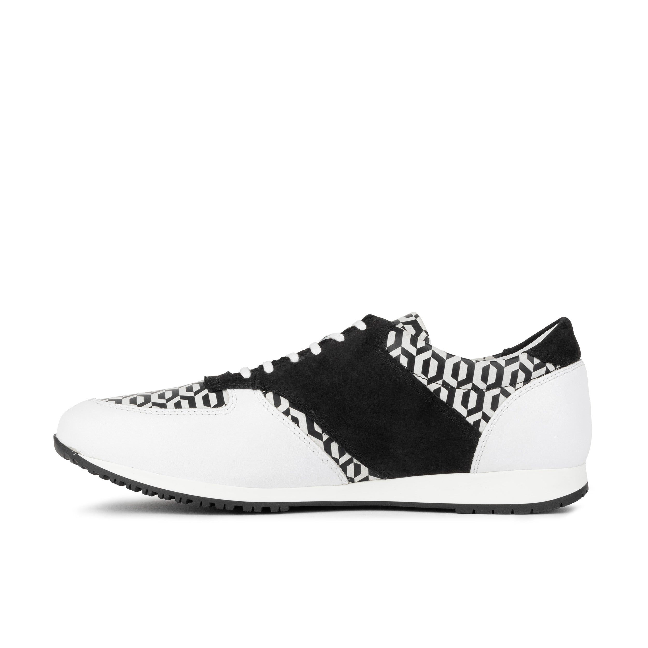 San Francisco - White & Black Hexa - Men's lace-up leather & suede trainer