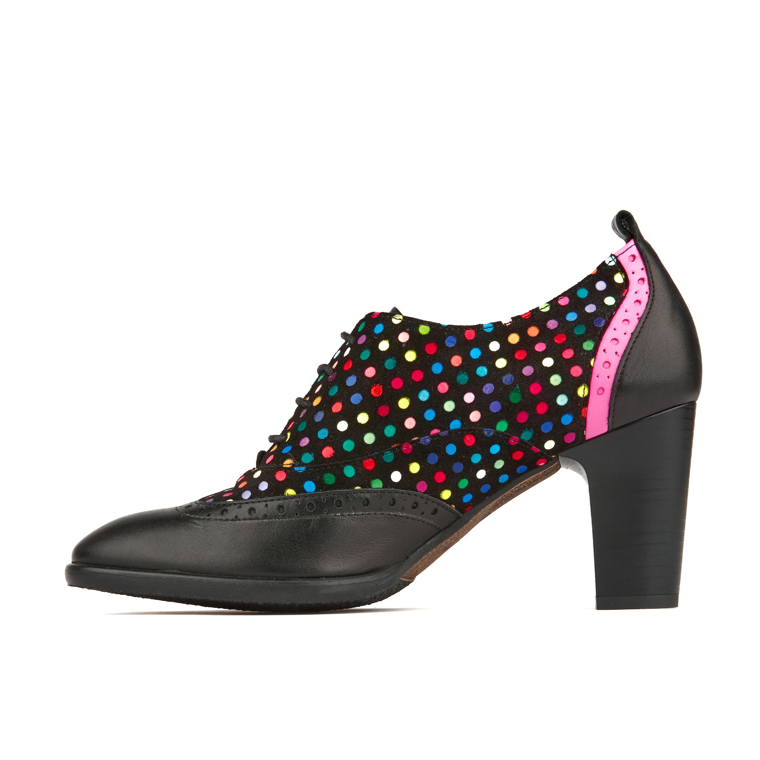 Casino - Black Disco Dots - Women's leather black and disco print oxford pump heel