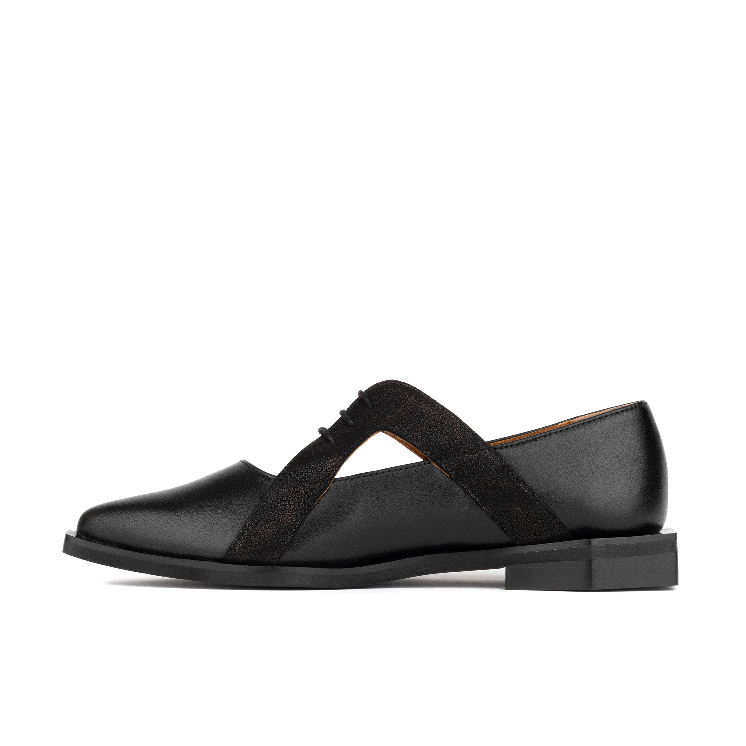 Harlowe - Black - Women's cutout leather lace up shoe