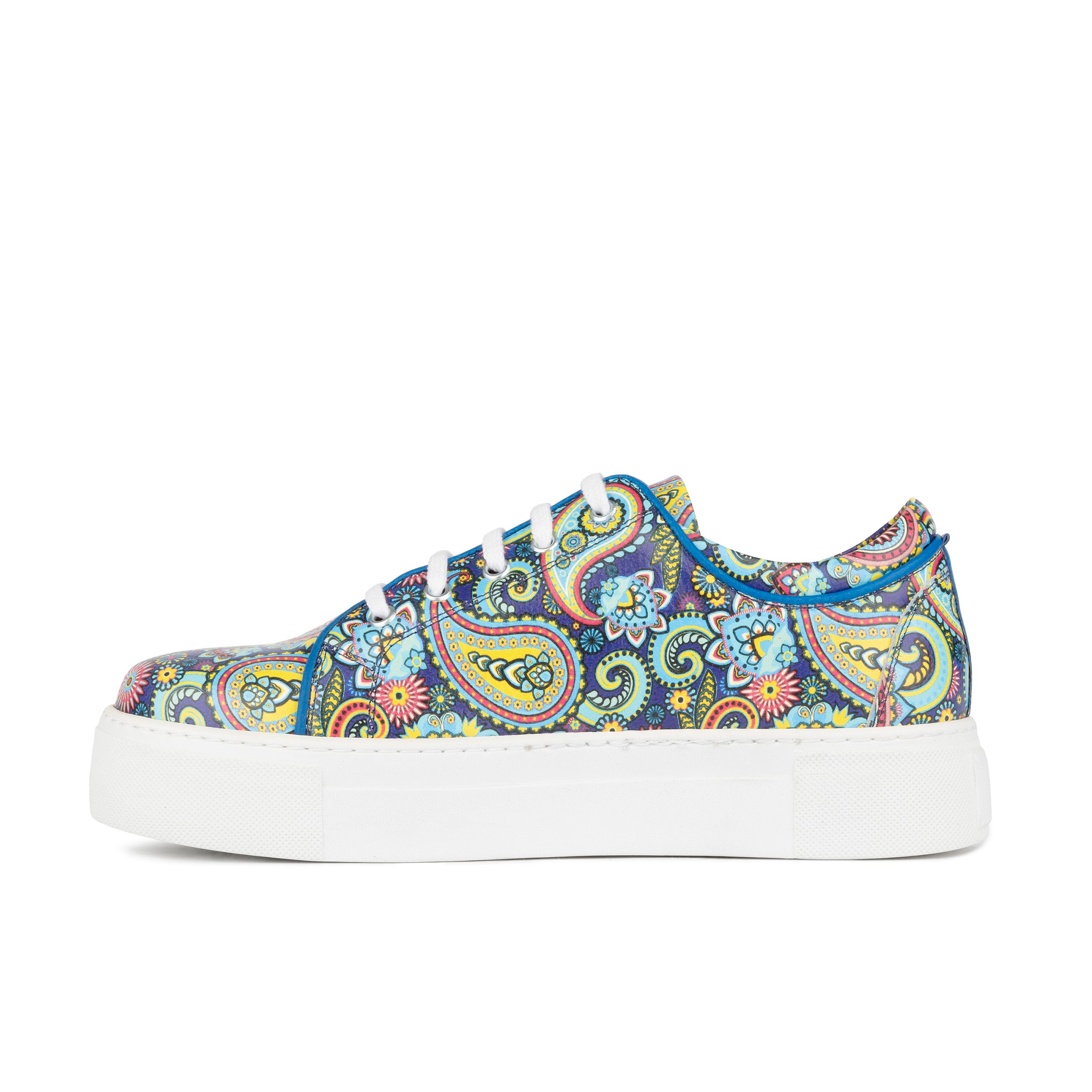Camila - Festival Blue - Women’s Chunky Leather Platform Trainer