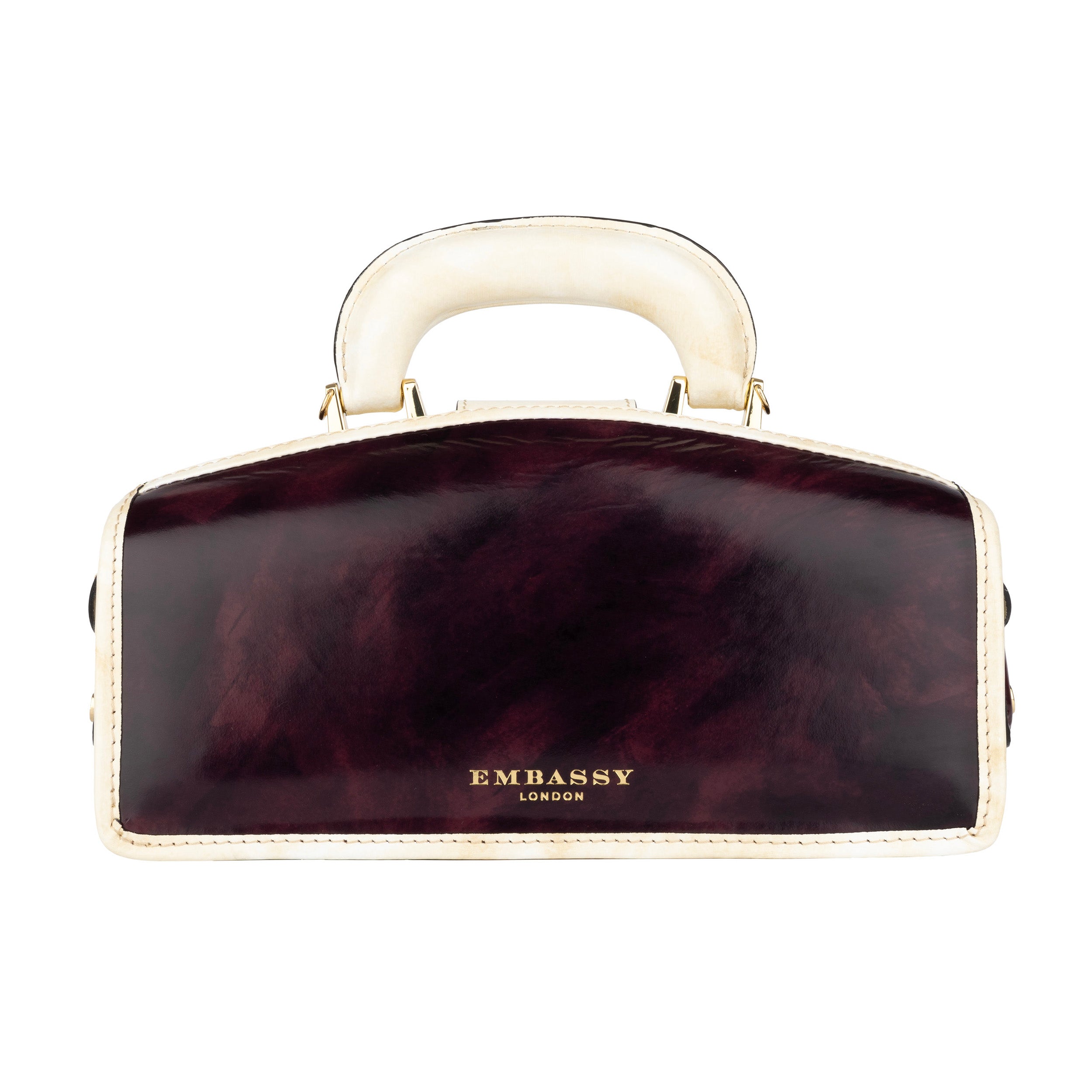 Gazelle - Burgundy & Cream - Women’s patent leather top handle & crossbody bag