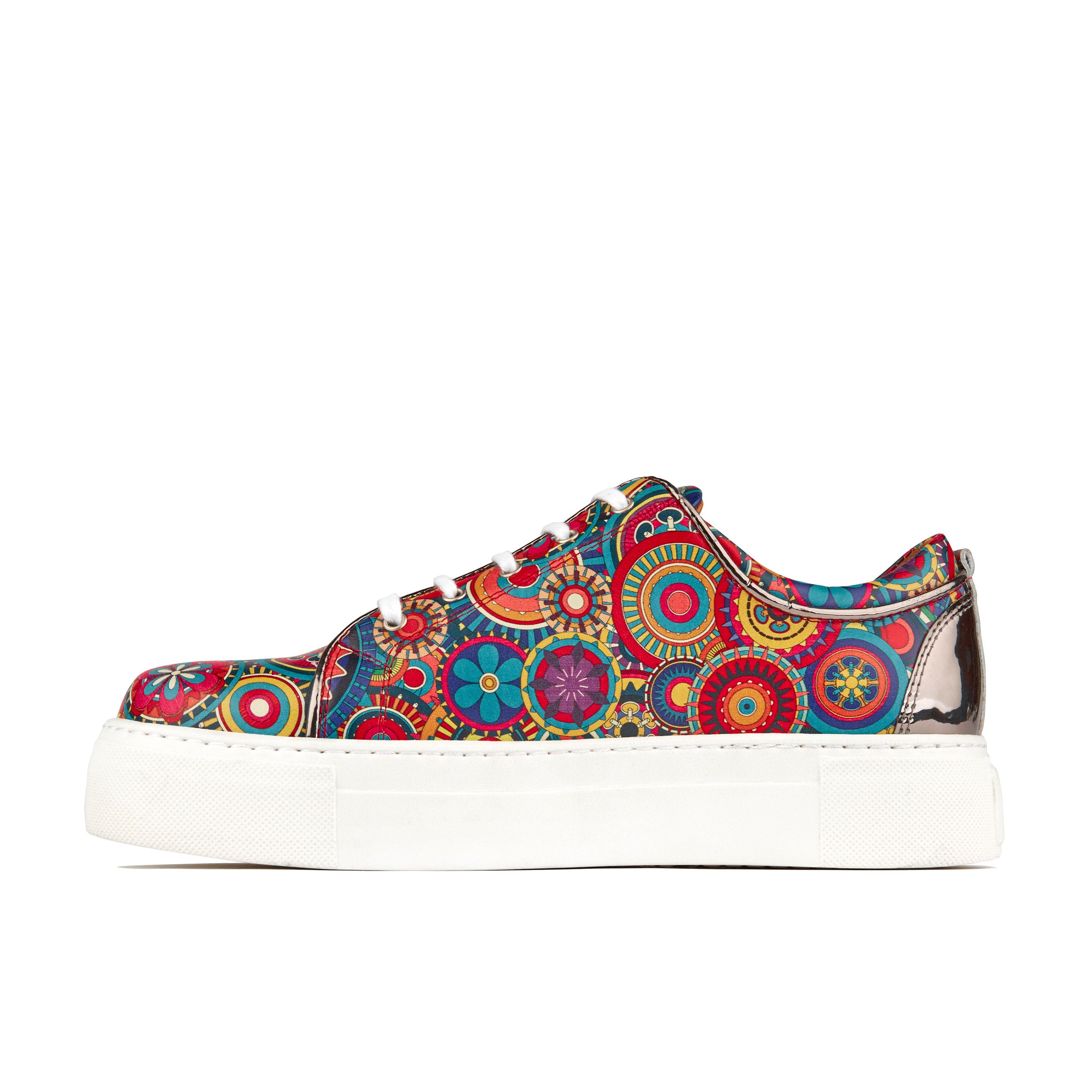 Camila - Signature Print - Women's chunky sole leather trainer in colourful print