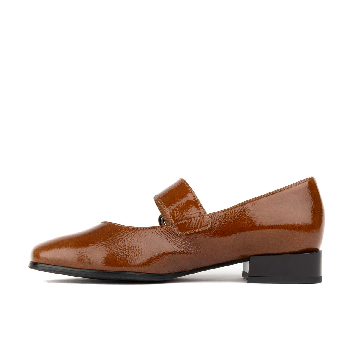 Bliss - Tan - Women's block heel square toe patent leather Mary-Jane
