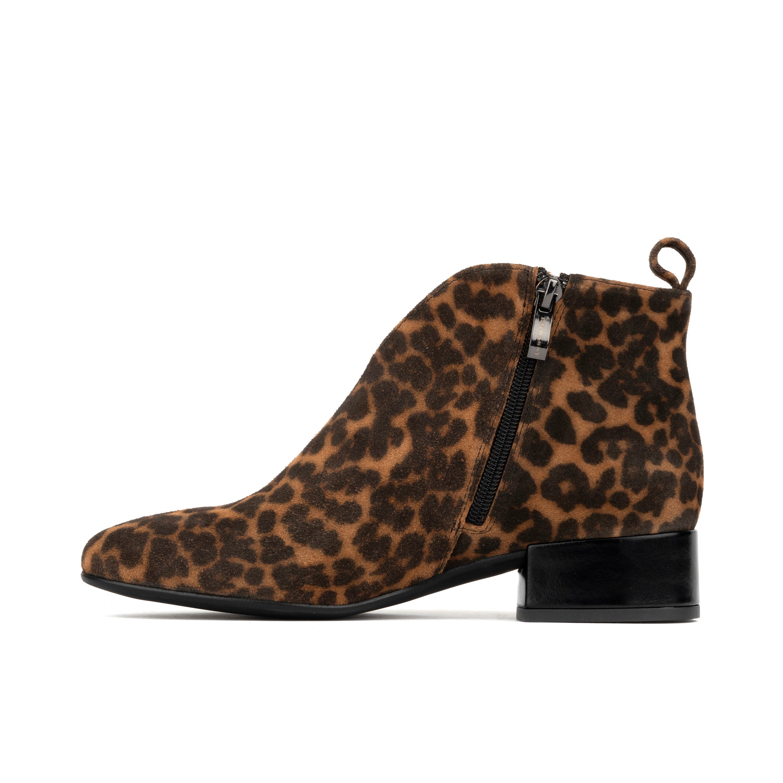 IRIS LEOPARD - Women's leopard print nubuck leather ankle boot with zip