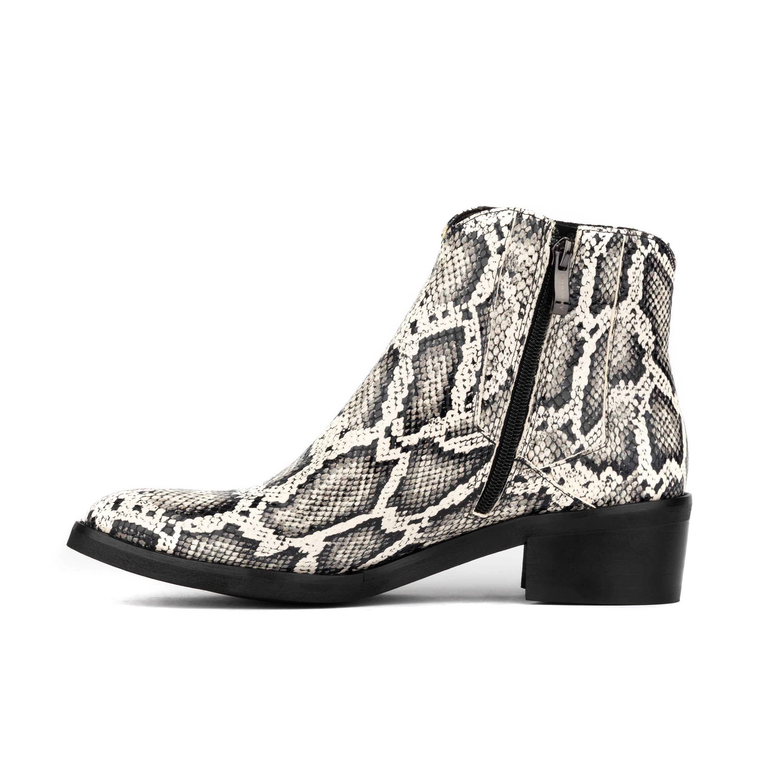 Texas - White Snake - Women's Leather Snake Print Western Boot