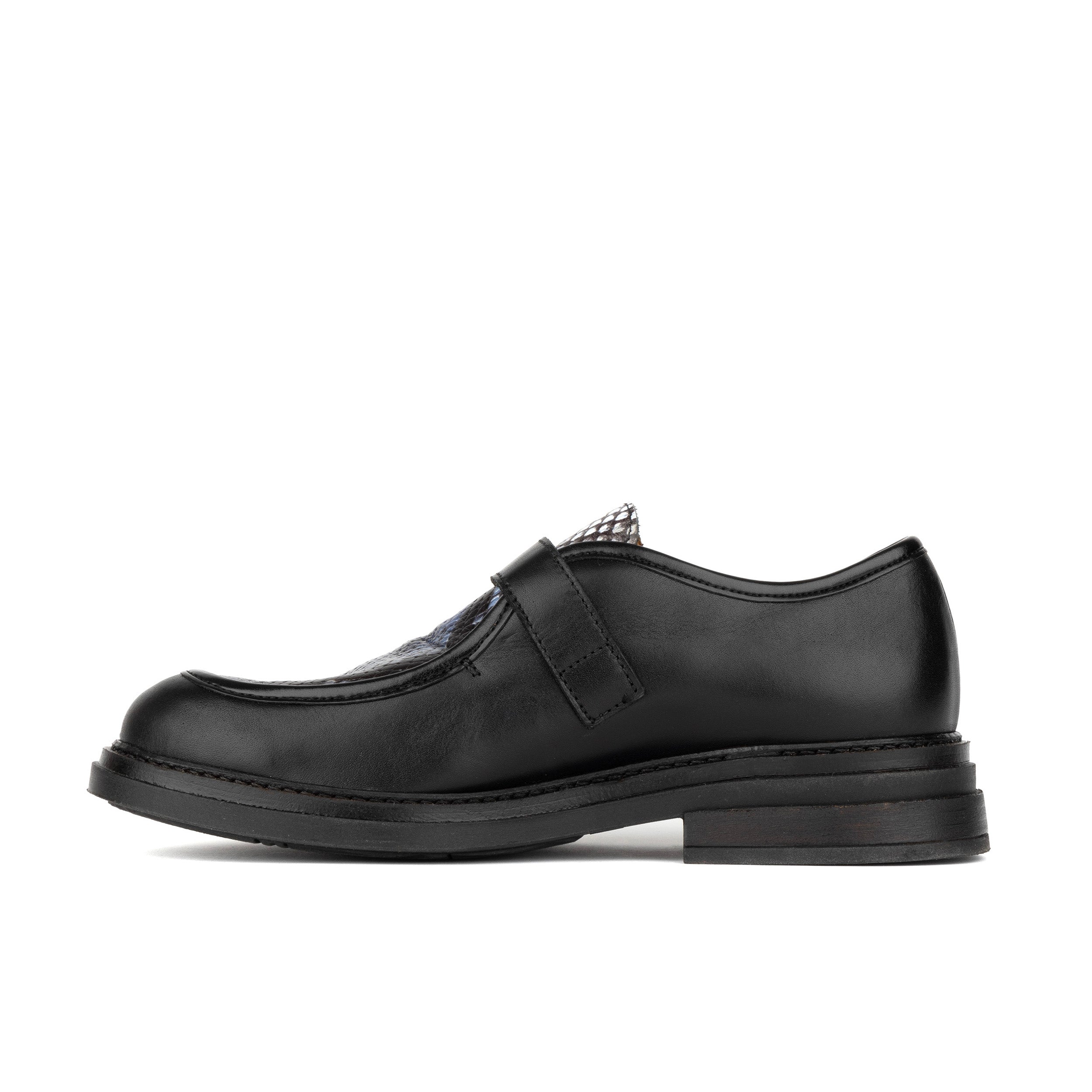 Strapp - Black & Blue Snake - Women’s leather loafer with buckle