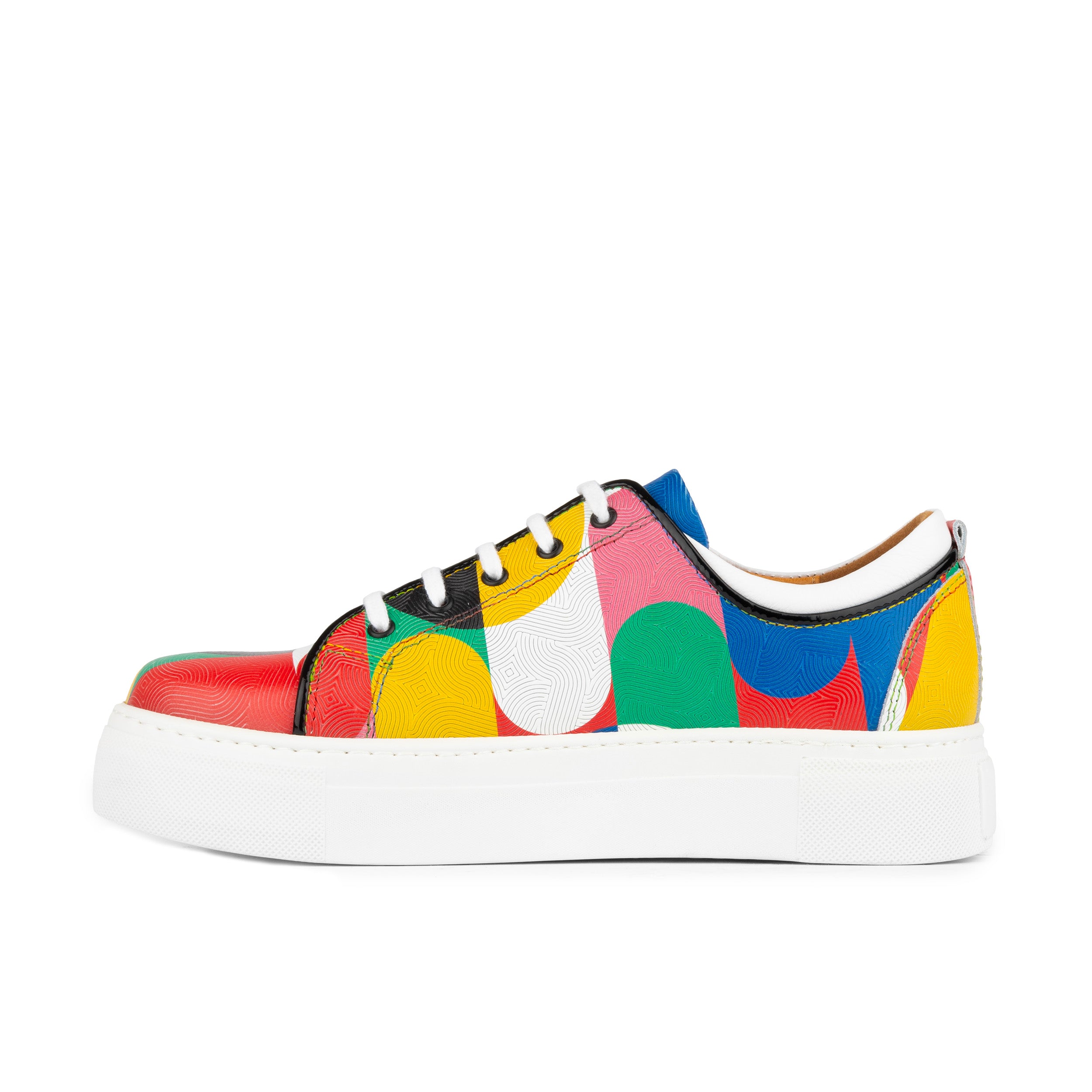 Camila - Groovy - Women's white sole trainer in colourful Italian leather