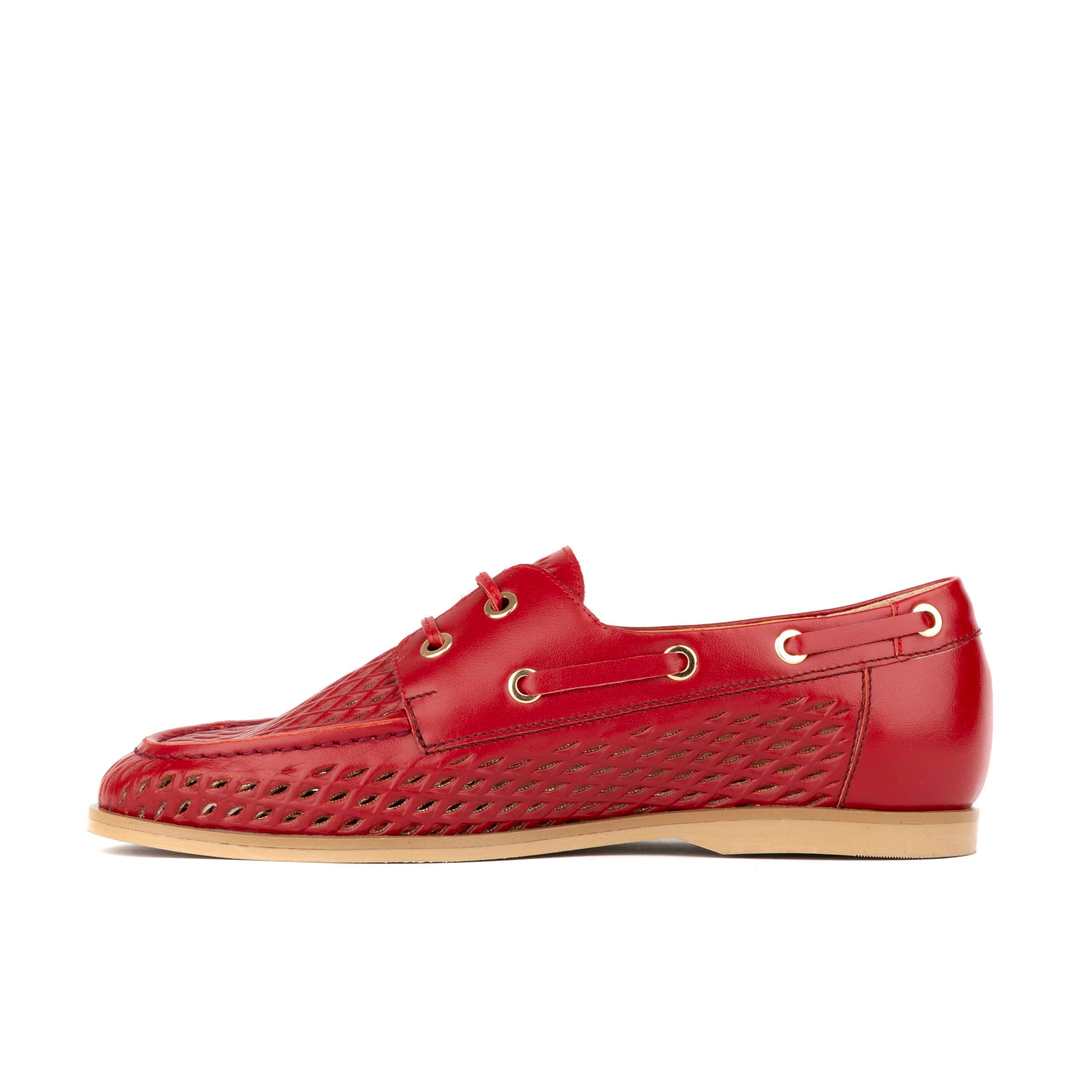 Row Your Boat - Red - Women's Leather Boat Shoes