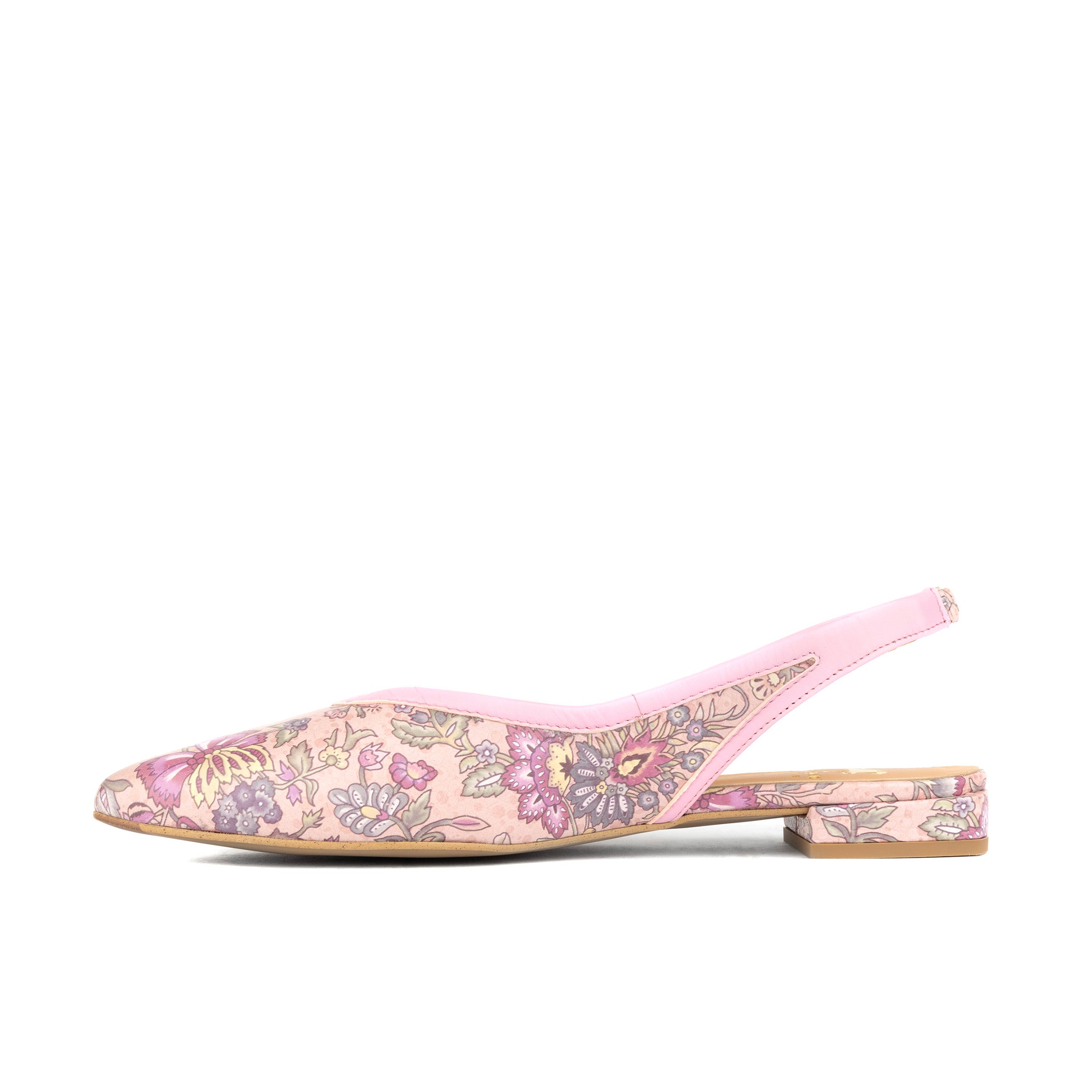 Holly - Pink Paisley - Women's Leather Flat Slingback