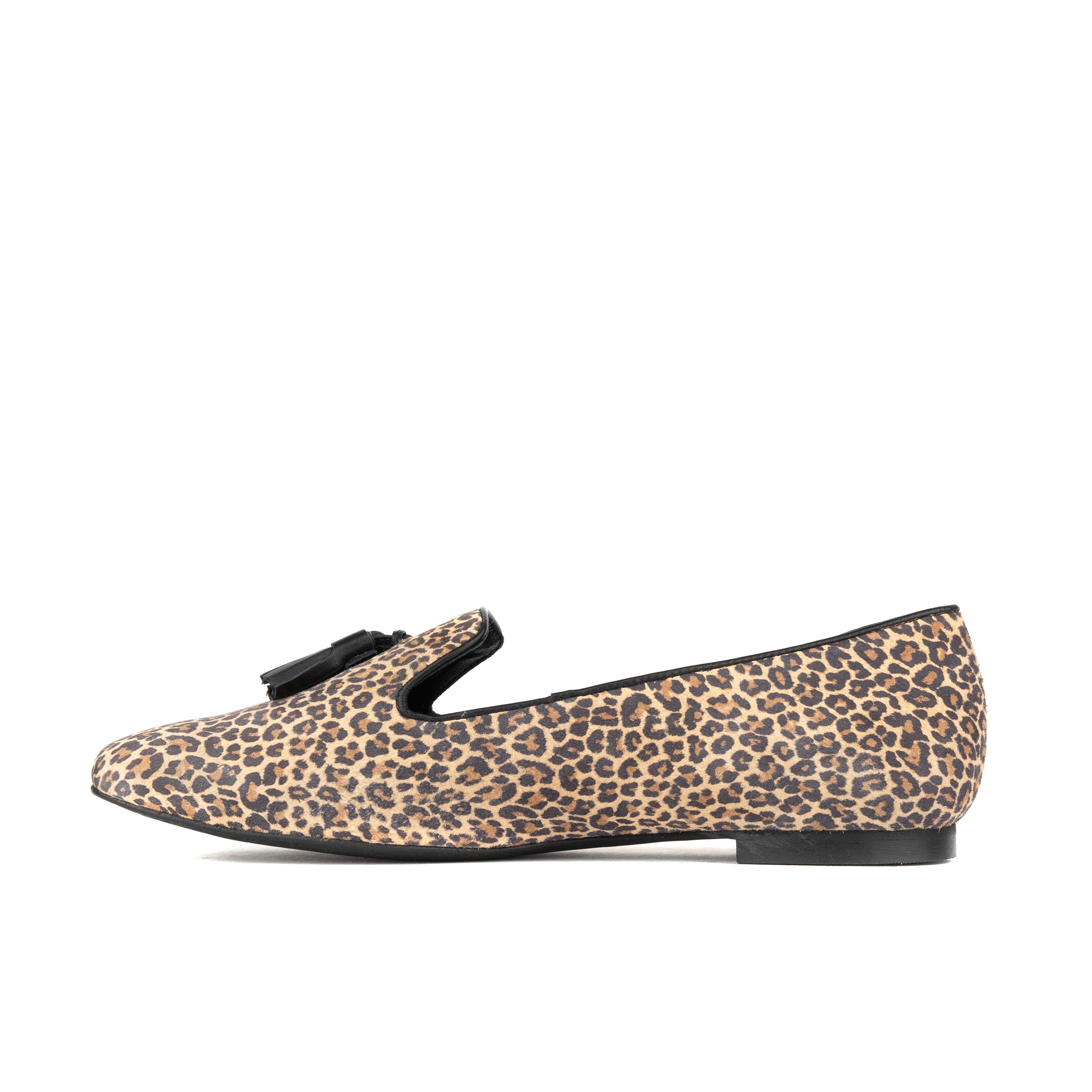 Aura - Leopard - Women's suede leather square toe tassel loafer