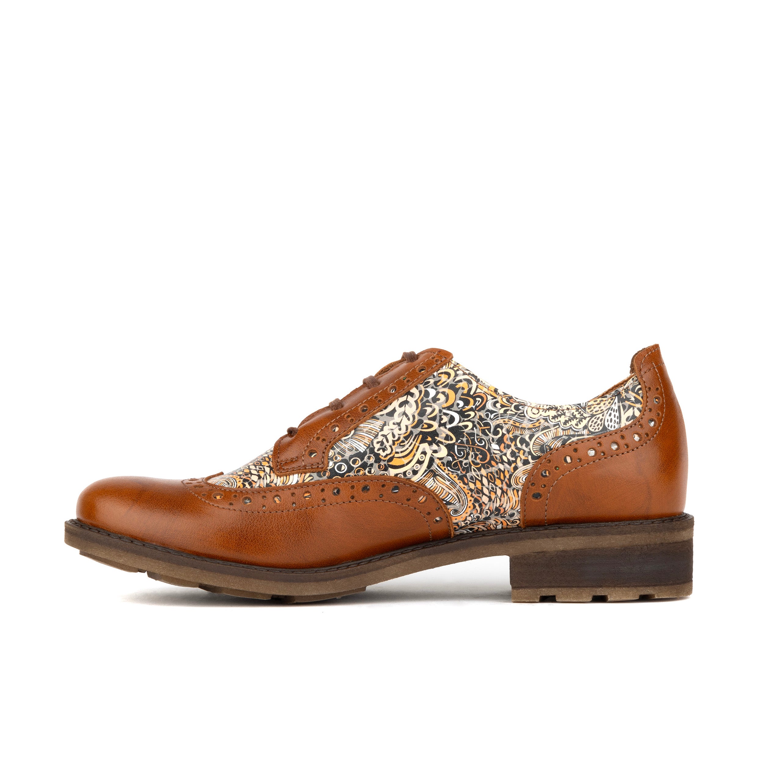 DreamFiters - Brown Signature - Women's round toe leather derby shoe on durable rubber sole