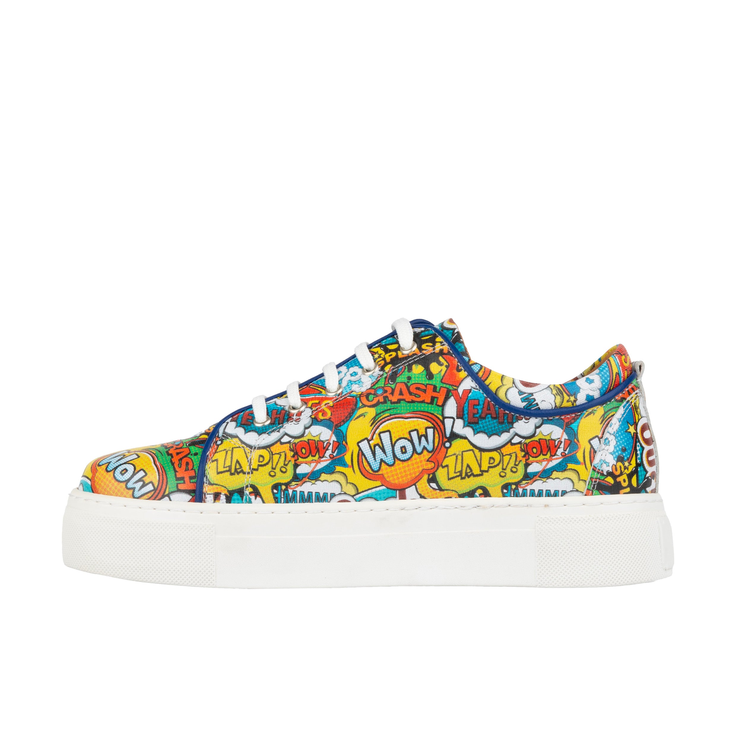 CAMILA COMIC BOOK - Women's chunky white sole leather trainer in vibrant print