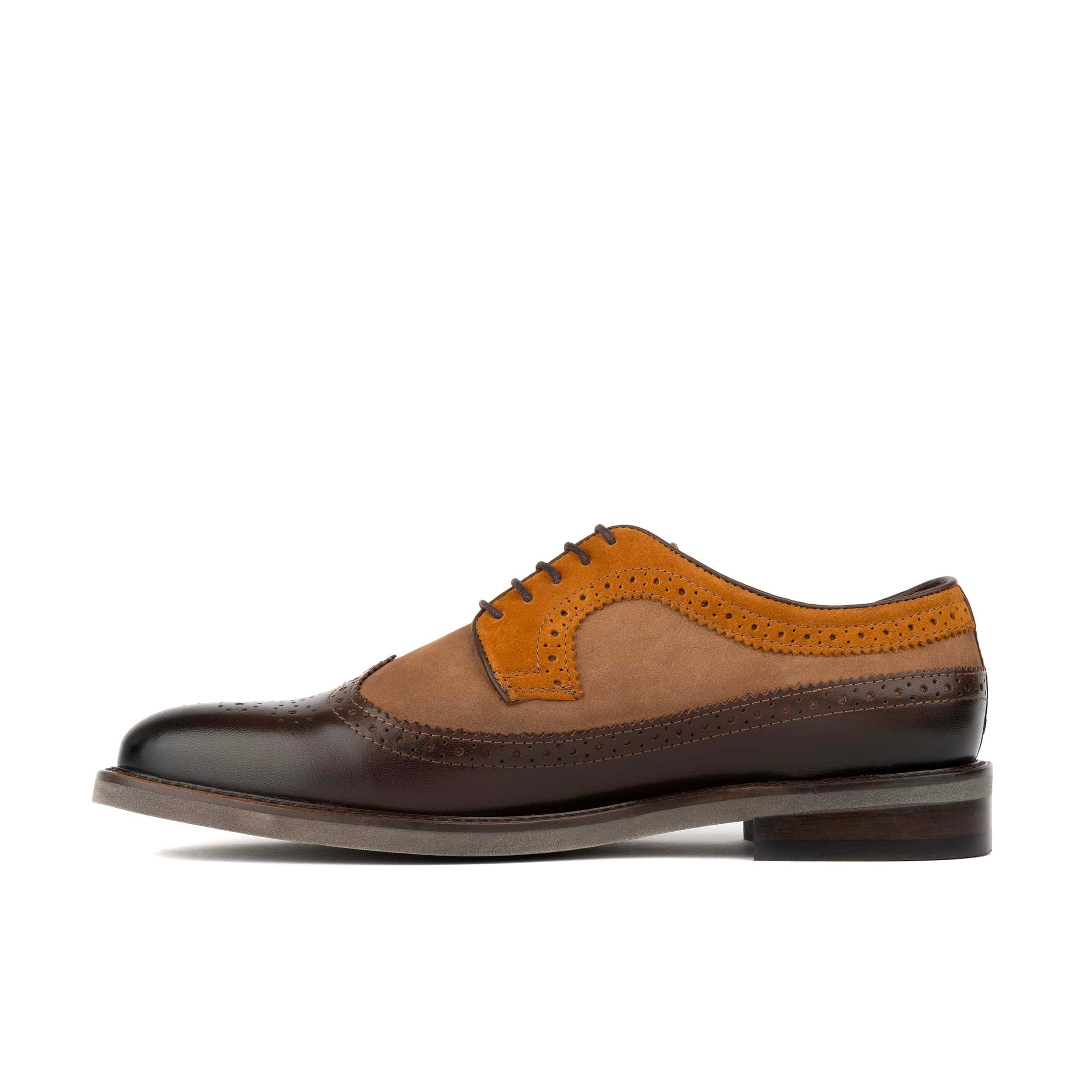 Alexander - Brown Mix - Men's Multi-Textured Leather & Suede Wingtip Brogue