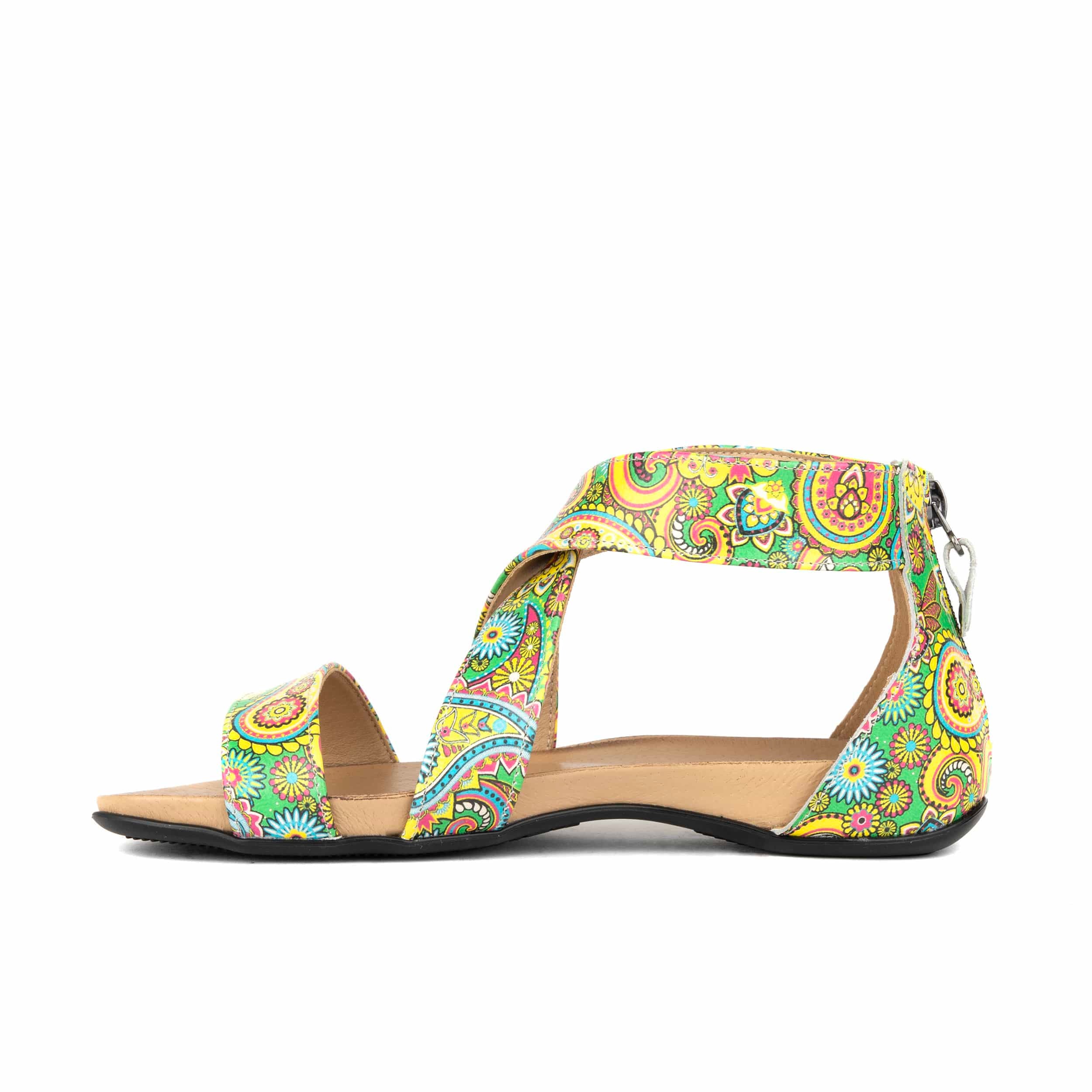 Isabella - Festival Green - Women's cross strap sandal with covered zip-up heel