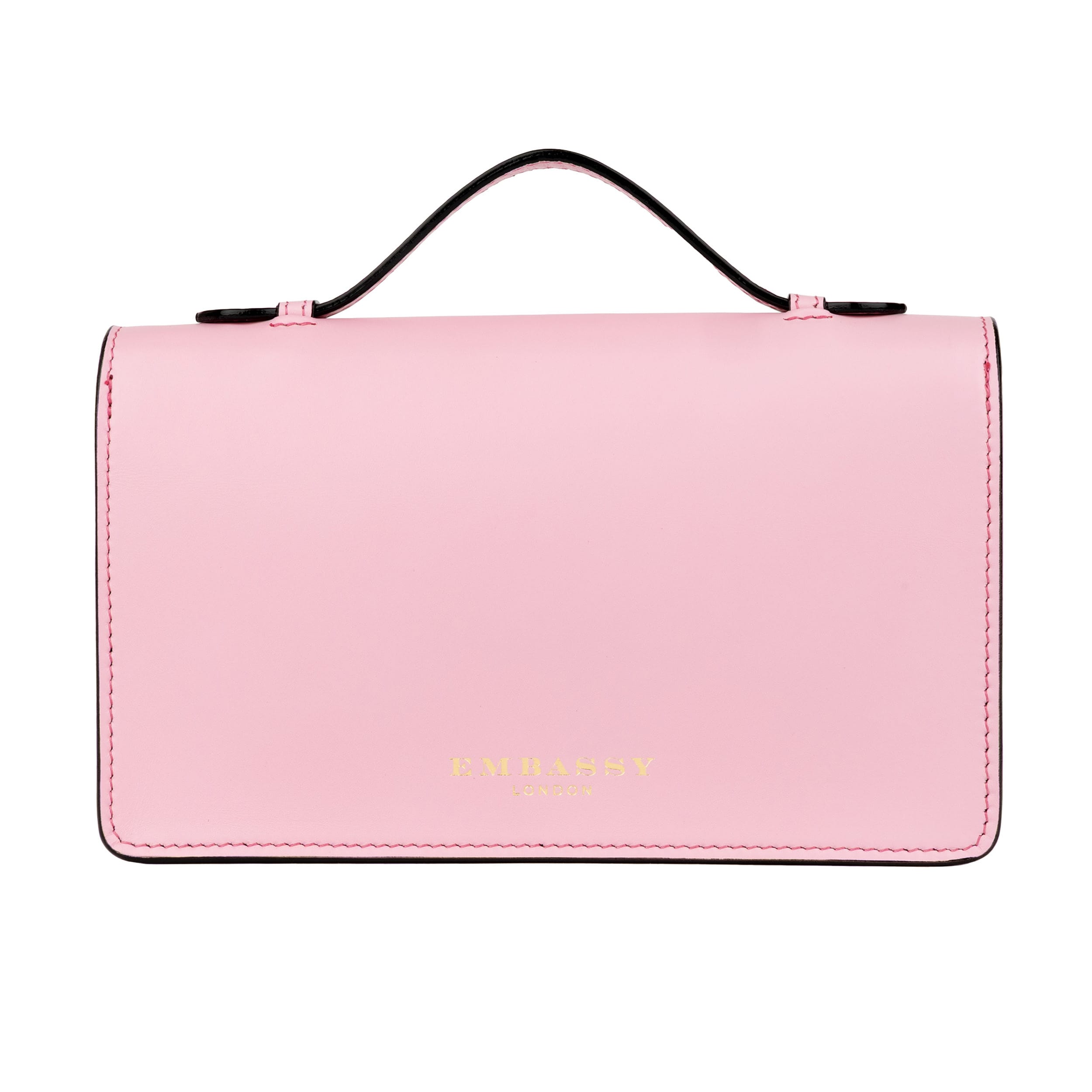 Envy - Pink & Pink - Women's leather flap clutch bag with strap