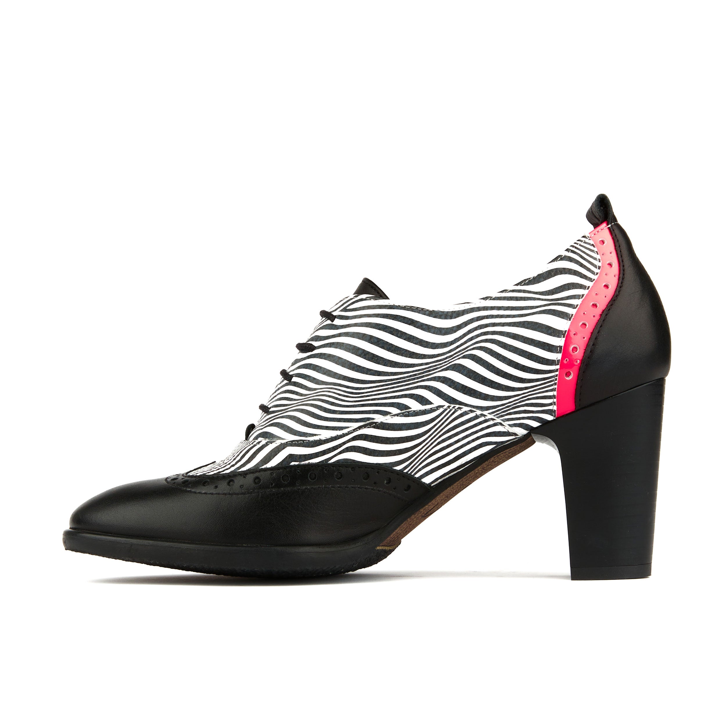 Casino - Optical Zebra - Women's almond toe oxford pump heel with brogue details