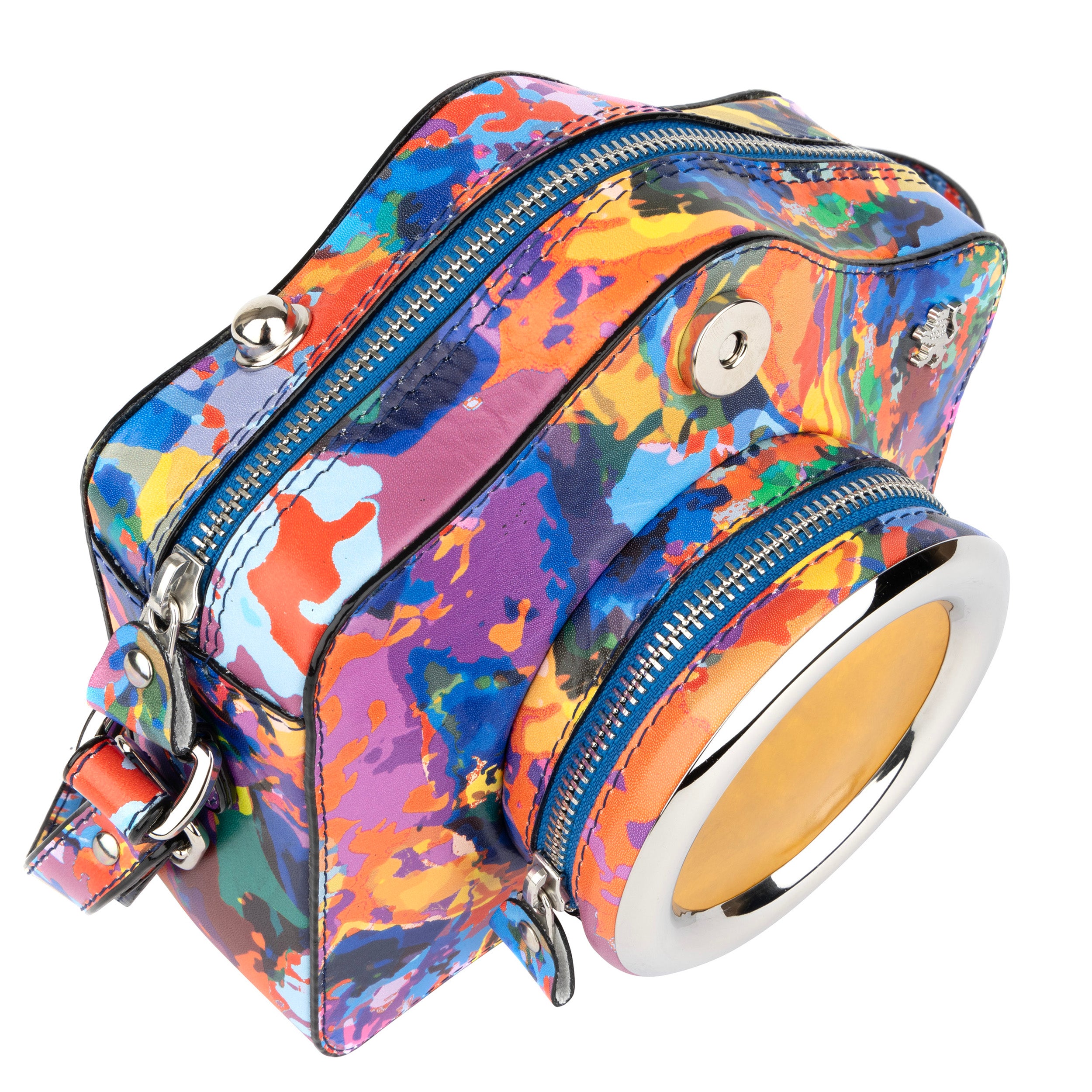 Snapshot - Summer Colours - Camera shaped cross-body bag in Summer Colours pattern leather