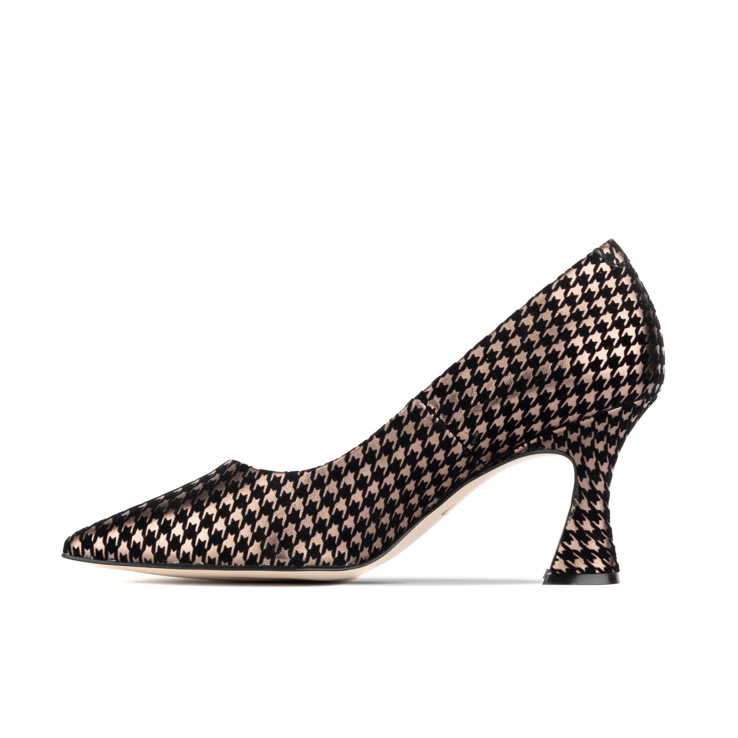 Sophia Hollywood - Silver - Women's pointed 3 inch heel in black & silver houndstooth