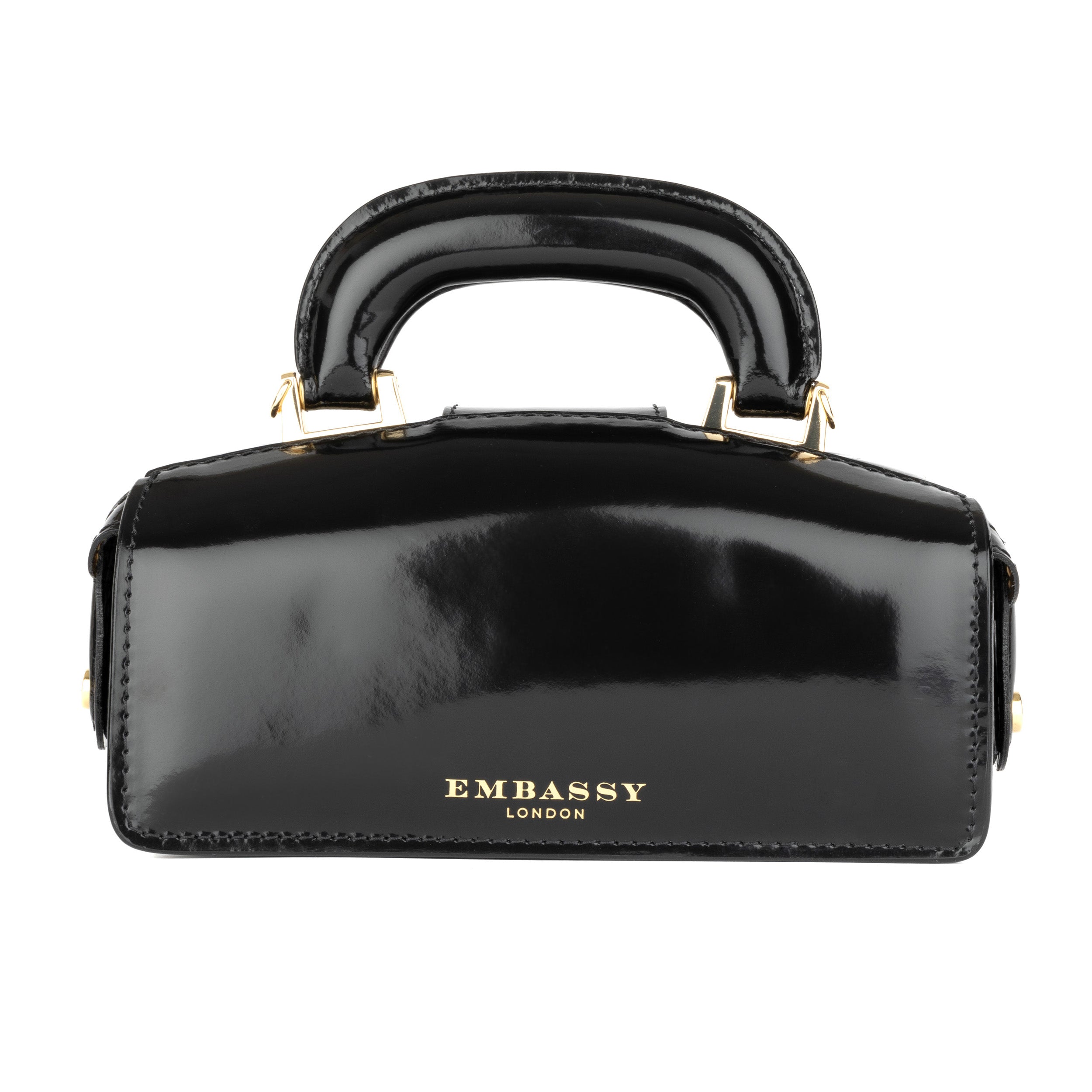 Gazelle Mini - Black - Mini Italian leather bag in gold-tone hardware