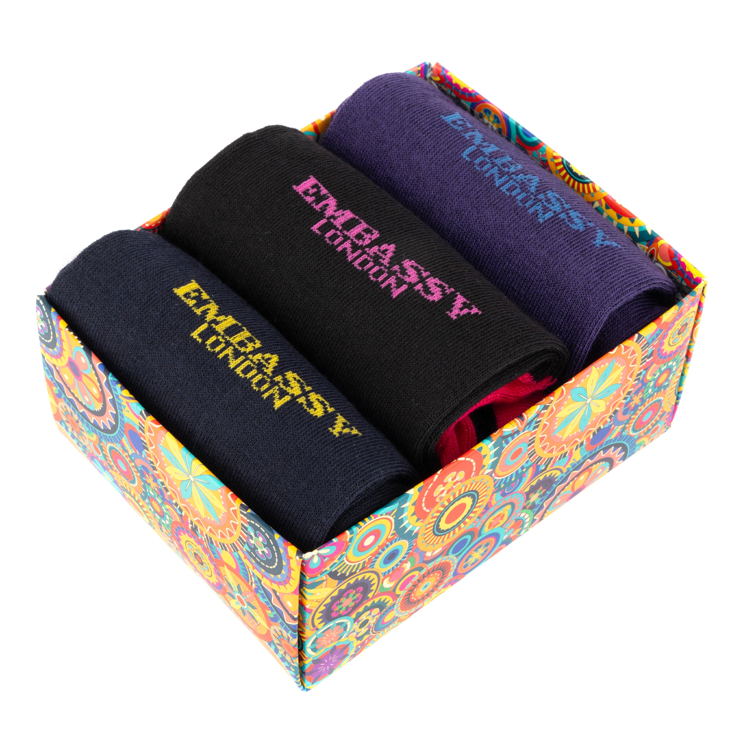 Socktopus embassy mix - Women's 3 pack cotton socks size UK 3 to 7 in brand emblem