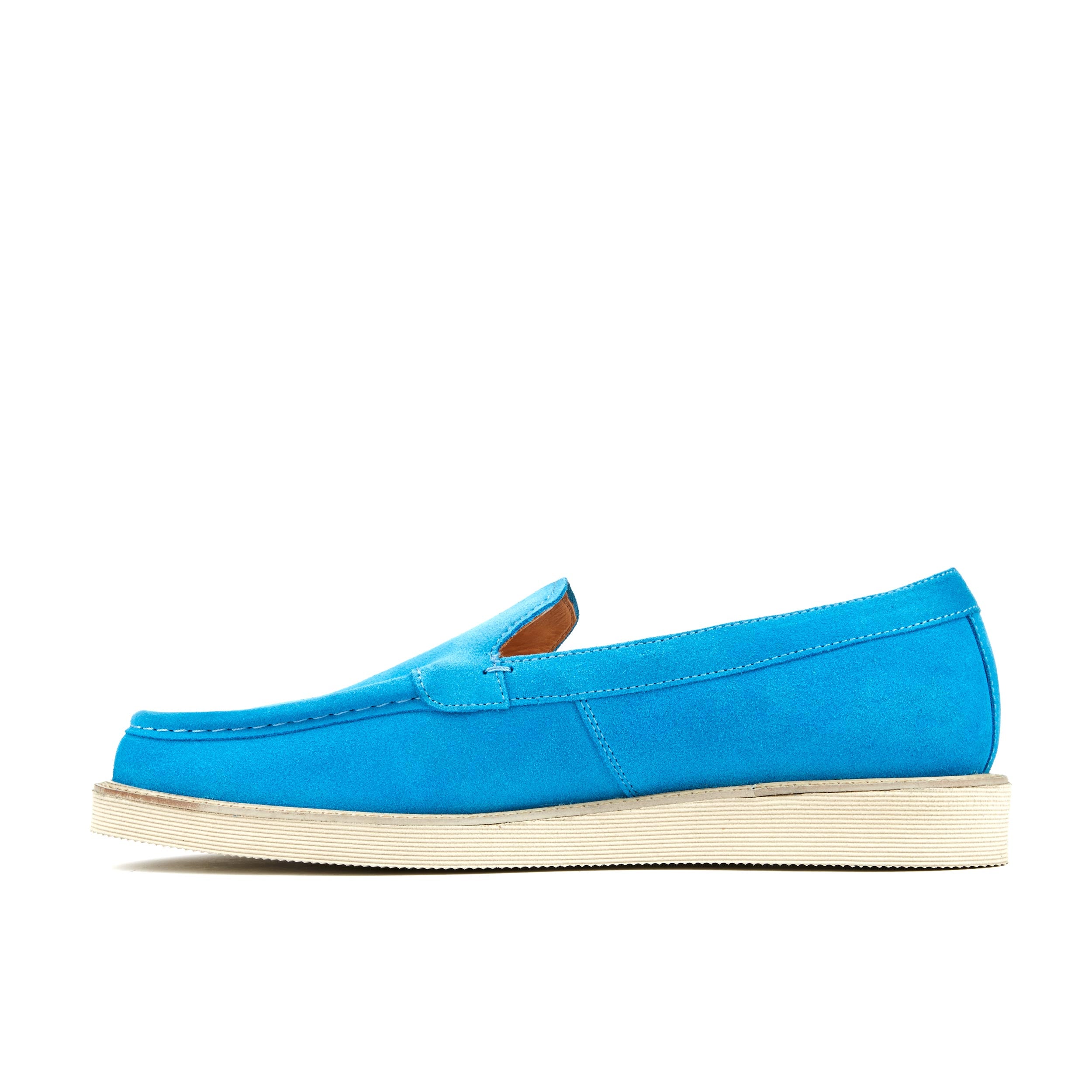 Cruz - Sky Blue - Men's blue suede leather casual slip on with soft insoles