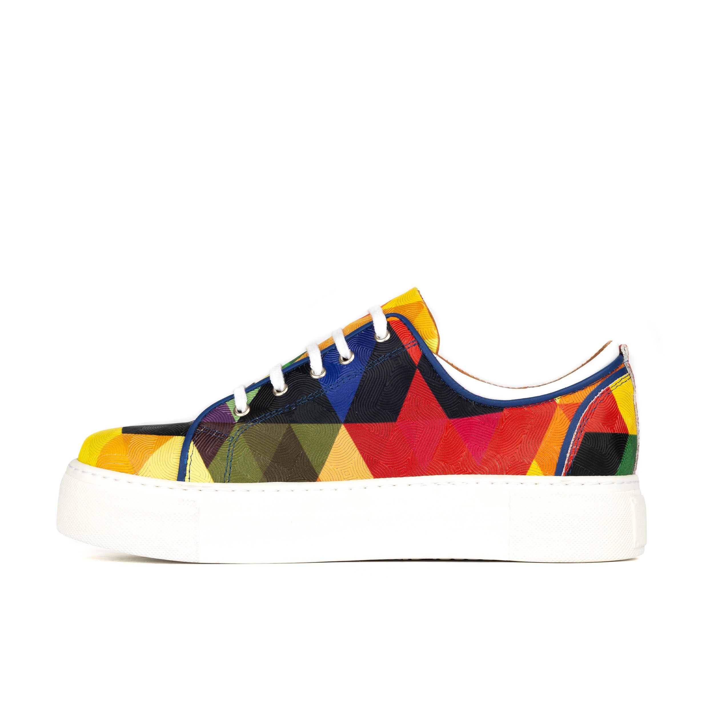 Camila - Retro - Women's white sole leather trainer in bright colours