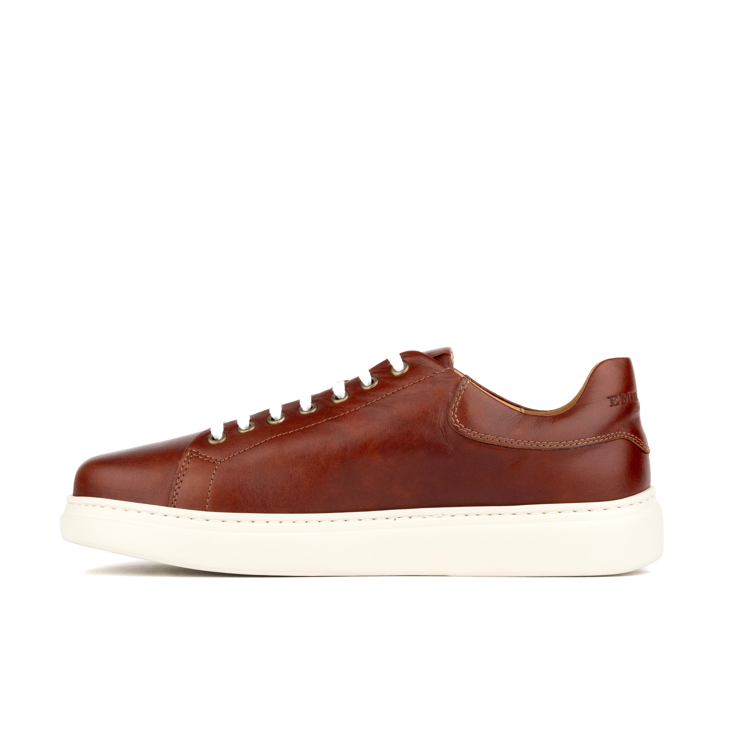 Sun City - Brown - Men's white sole trainer in brown soft leather