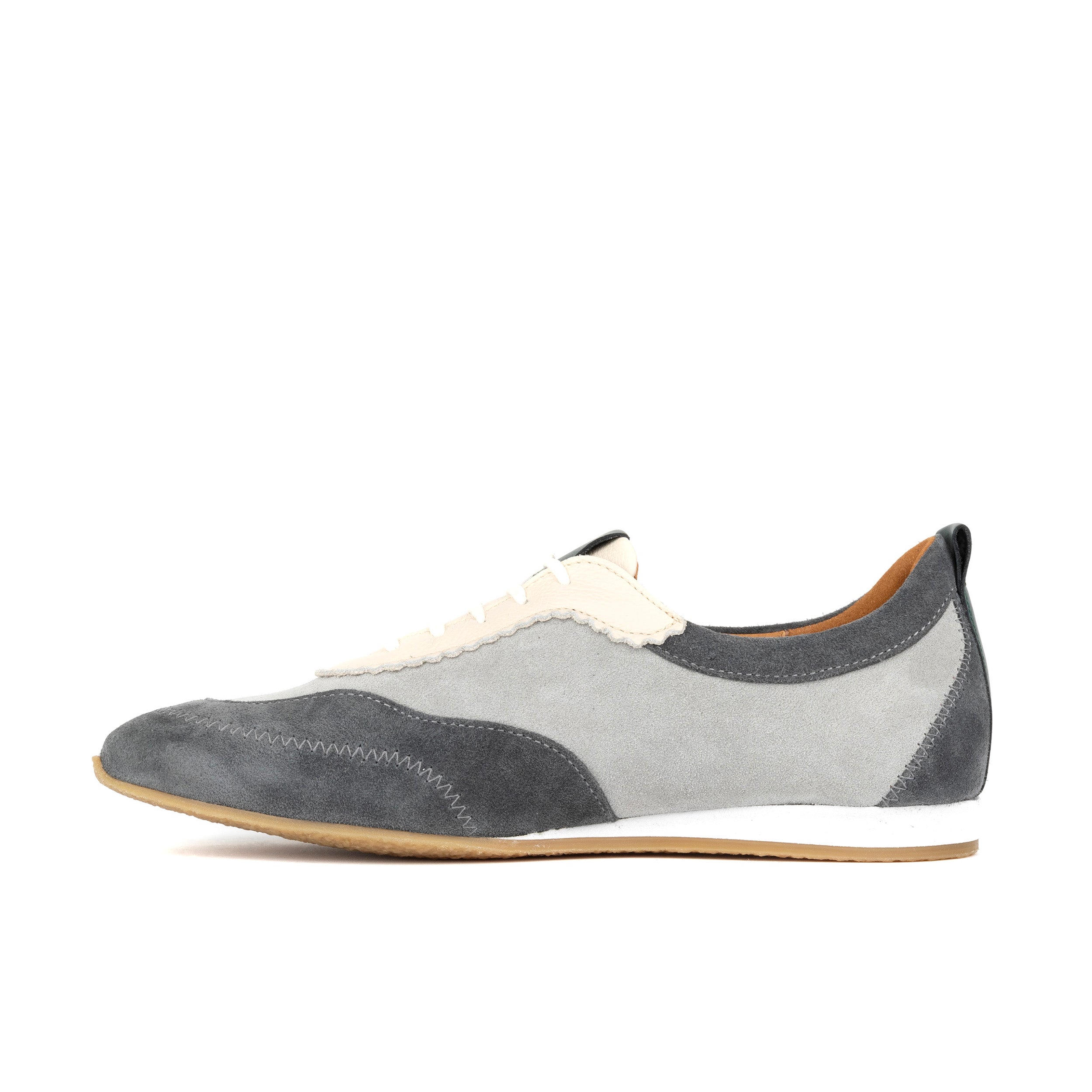Shoreditch - Grey - Women's Leather & Suede Slim Trainer