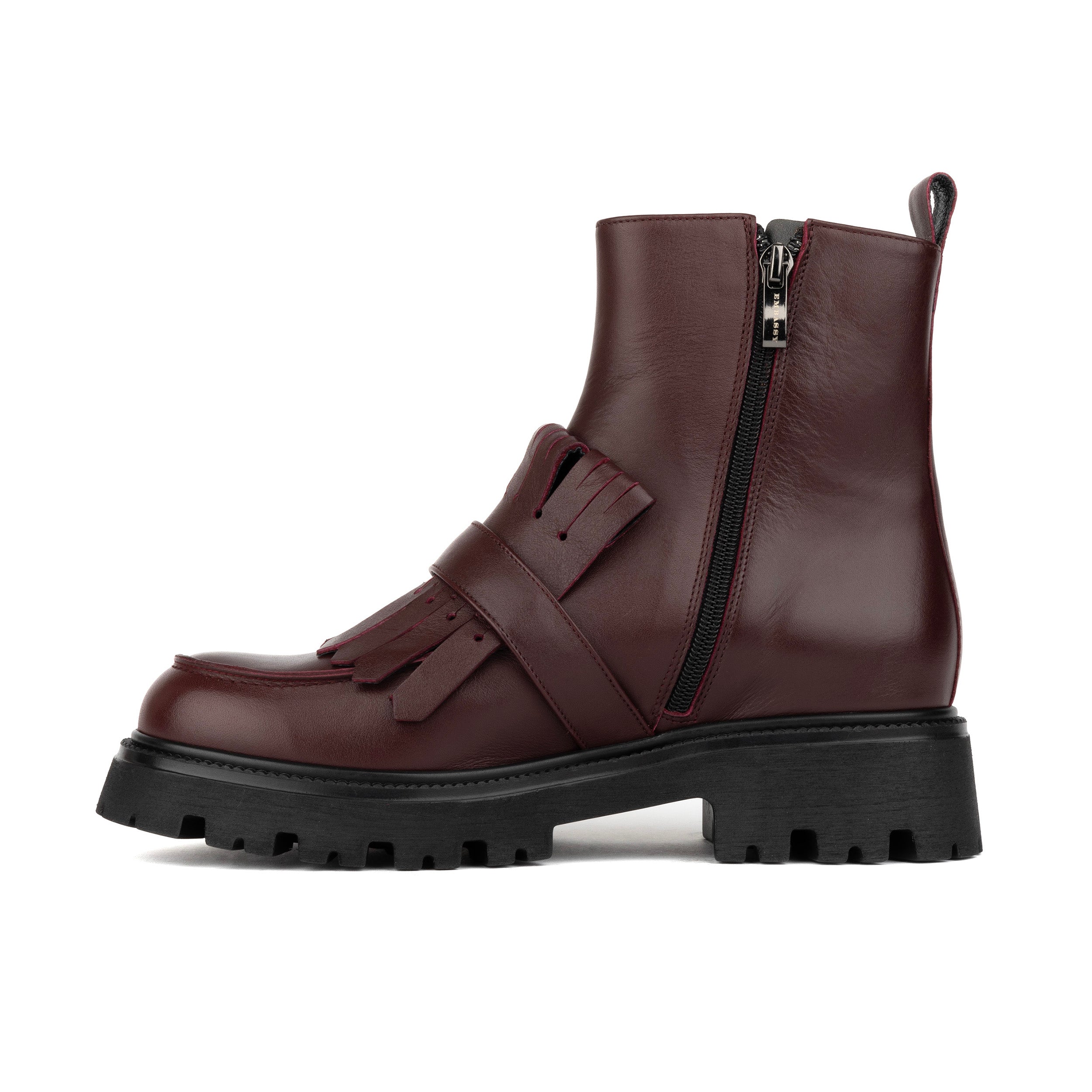 Dominus – Burgundy – Fringed Monk Strap Ankle Boot