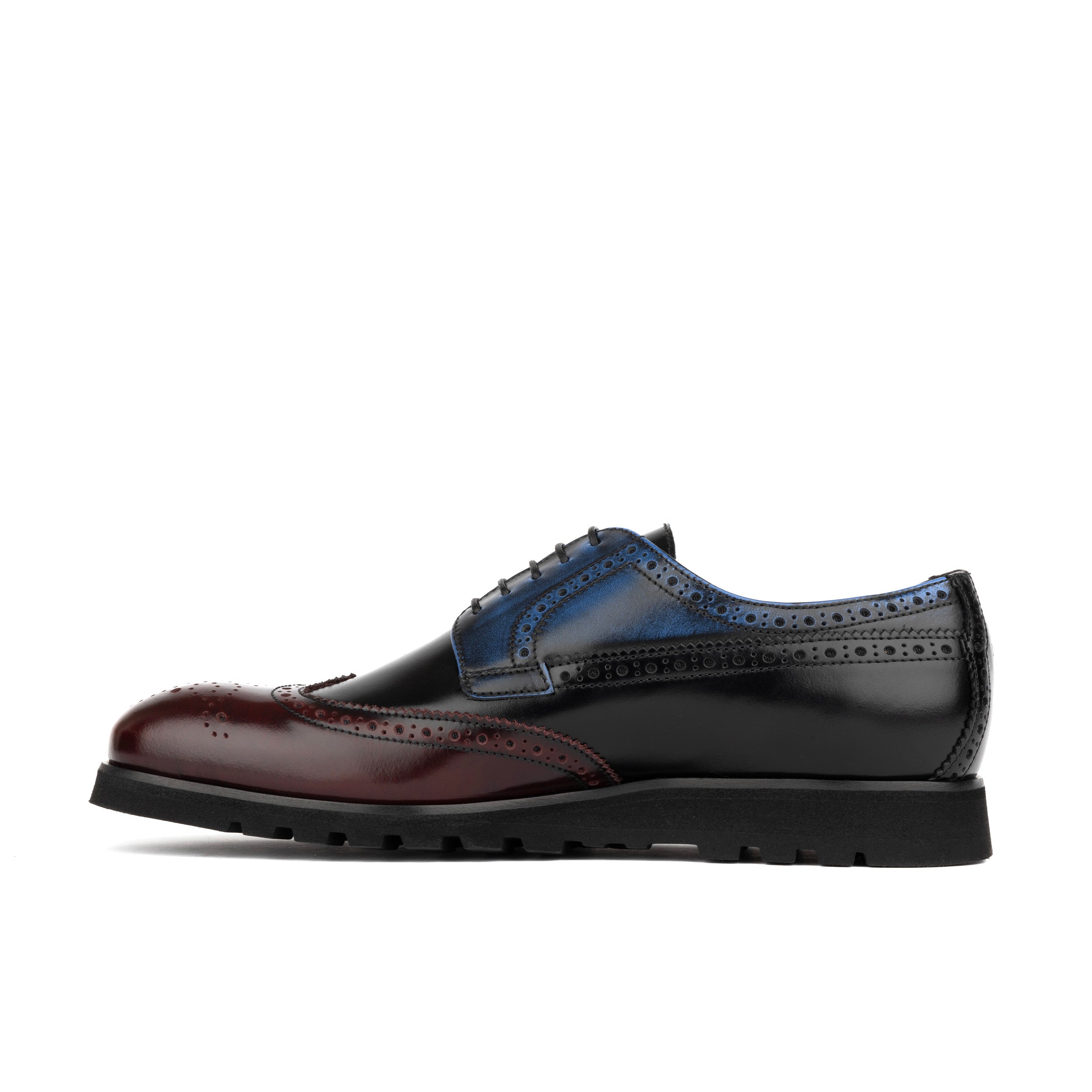 Riser - Yellow Navy Brown - Men's leather lace up with llightweight sole and broguing