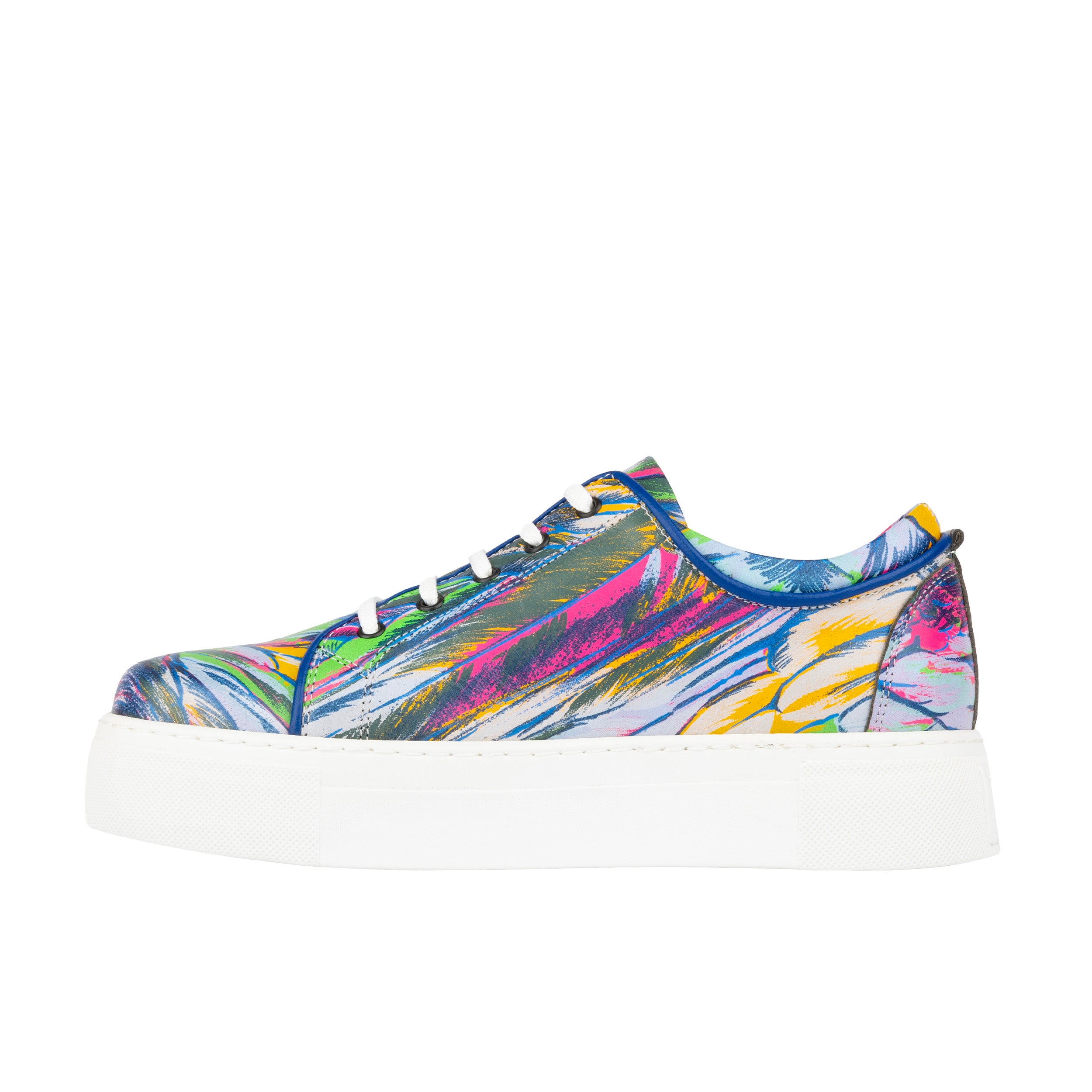 CAMILA DARK FLAMINGO - Women's white sole trainer in colourful Italian leather